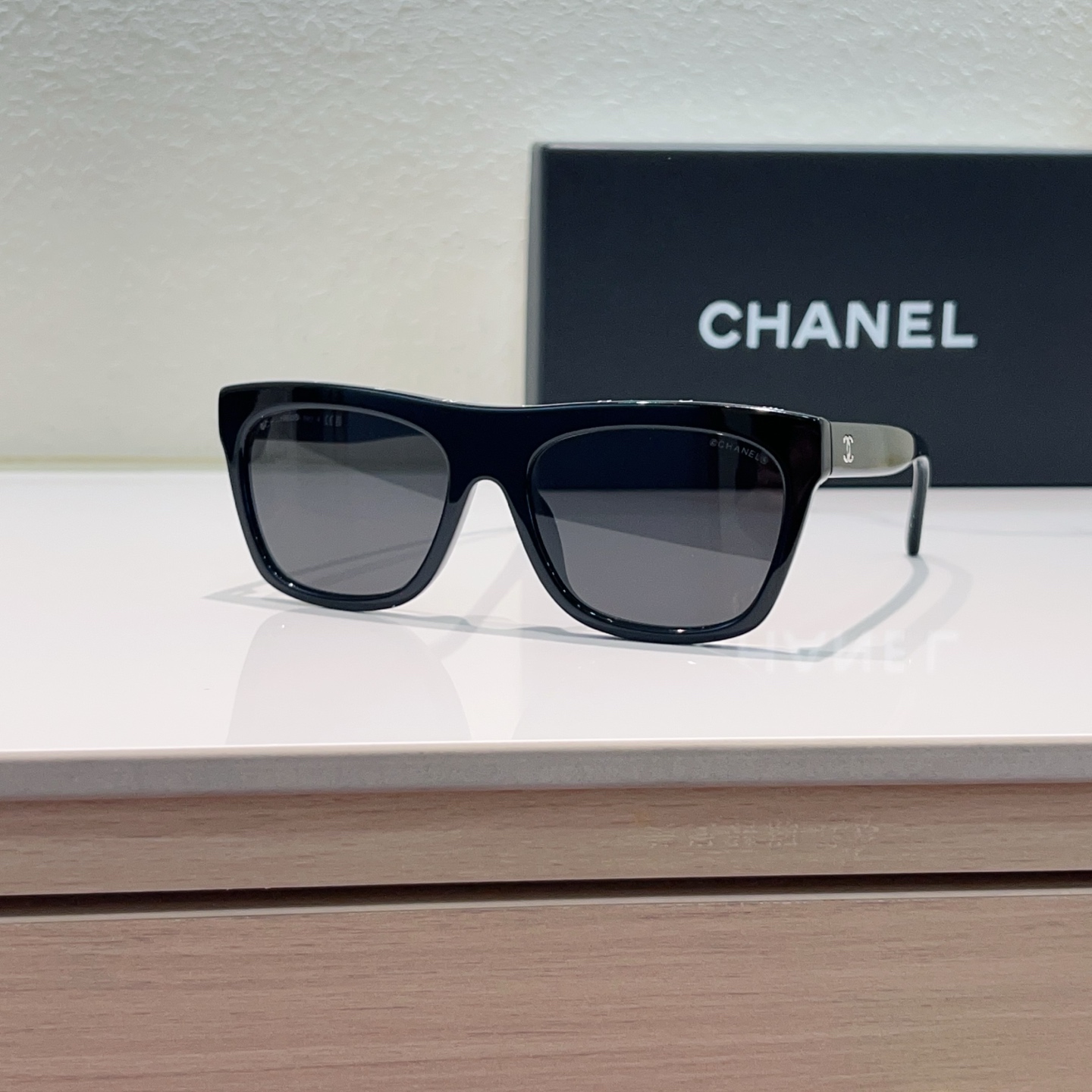 Chanel Sunglasses Acetate Black Square Frame