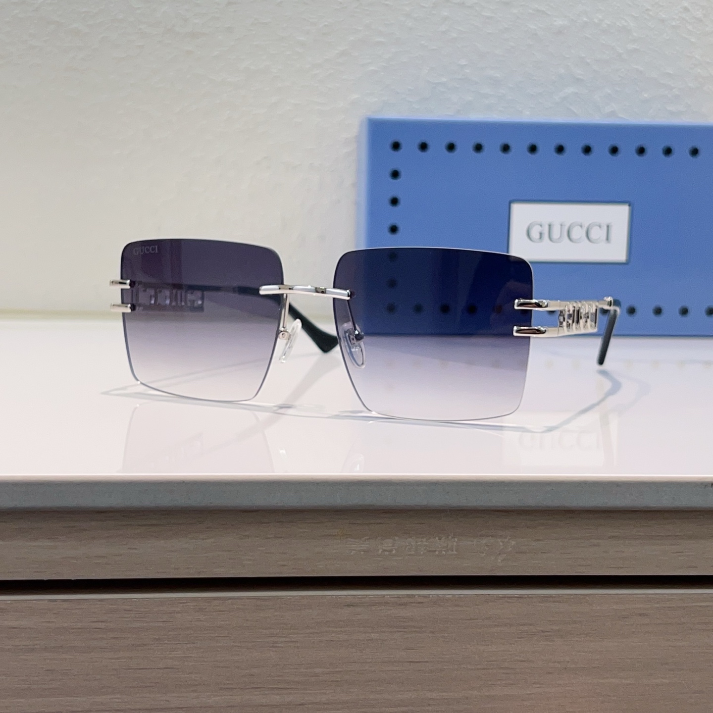 GUCCI Sunglasses Metal Rimless Square