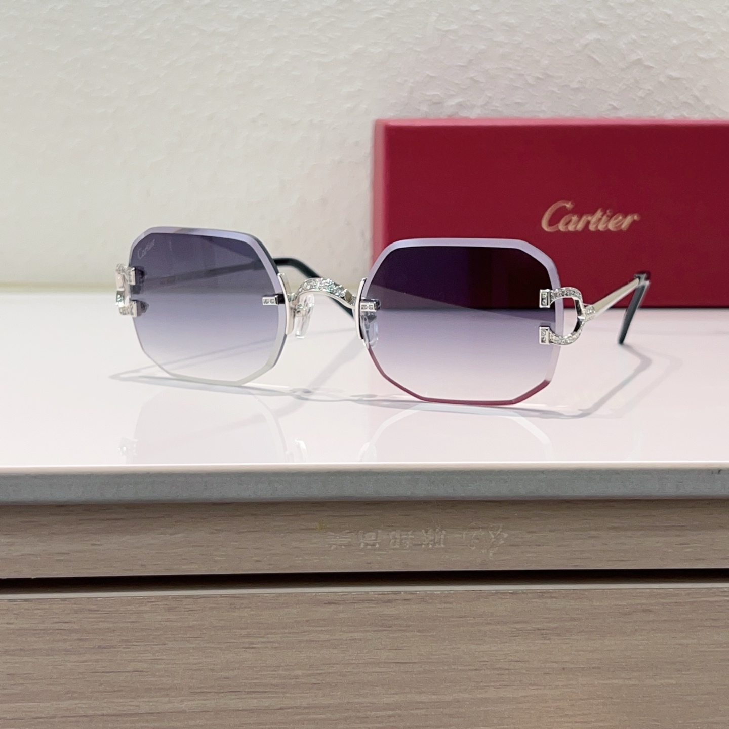 Cartier Rimless Metal Polygon Sunglasses