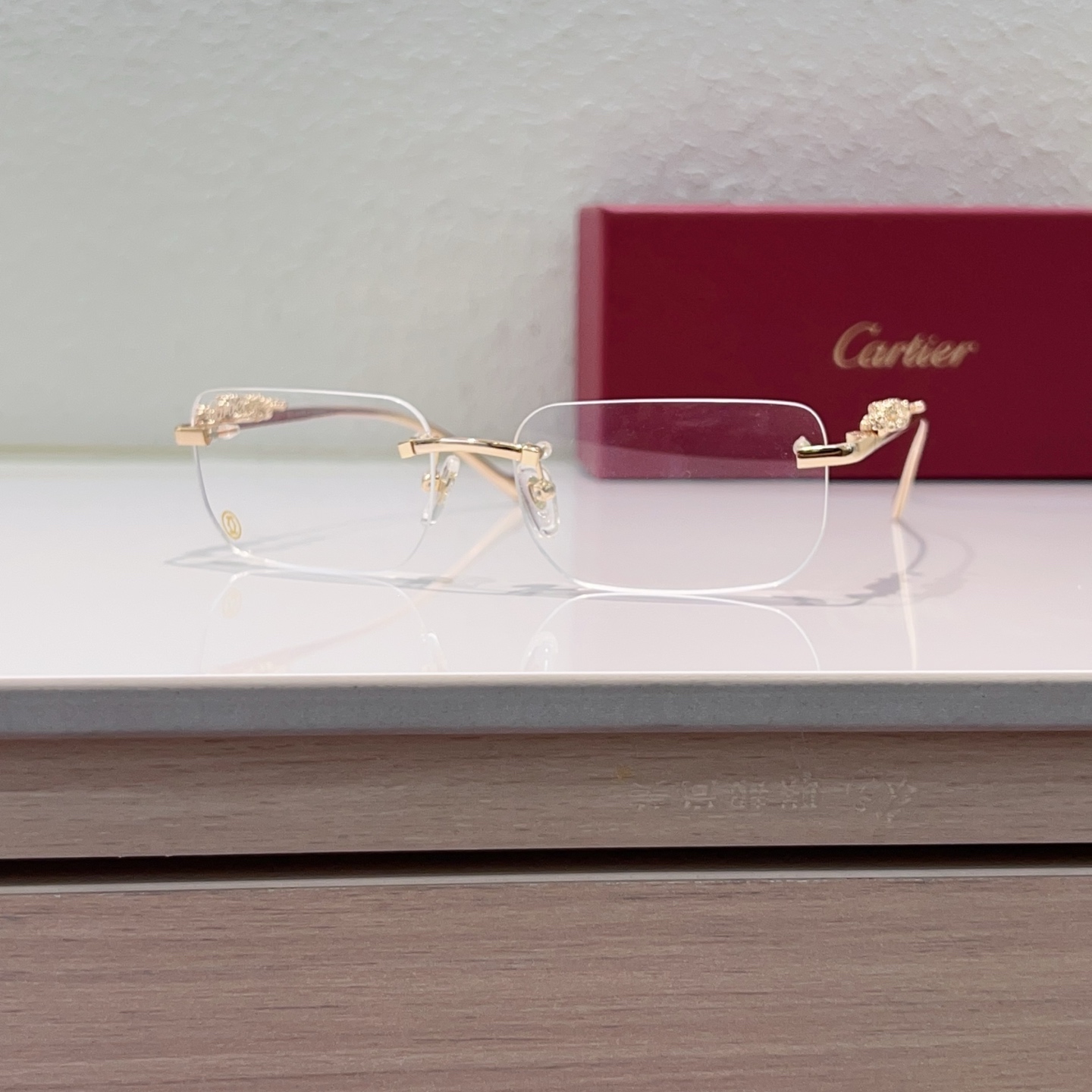 Cartier Rimless Metal Rectangular Glasses