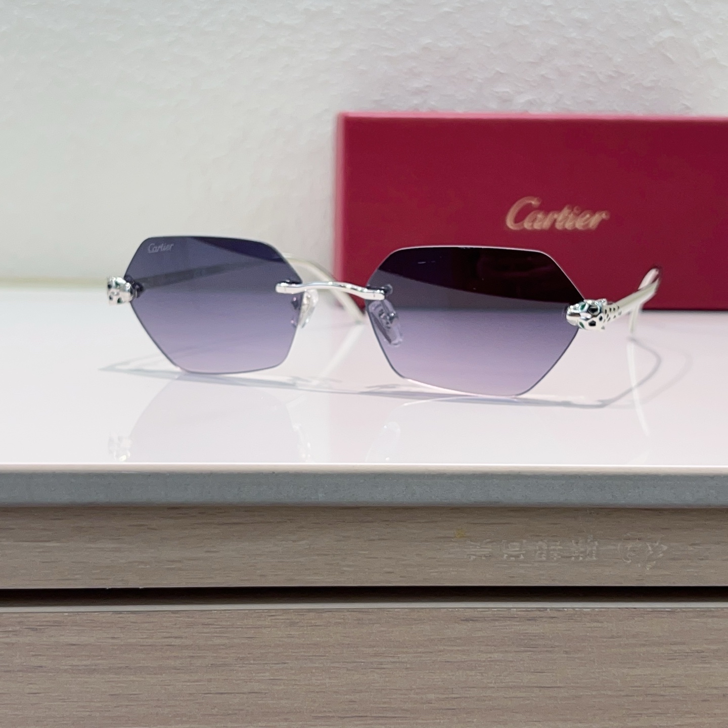 Cartier Rimless Metal Polygon Sunglasses