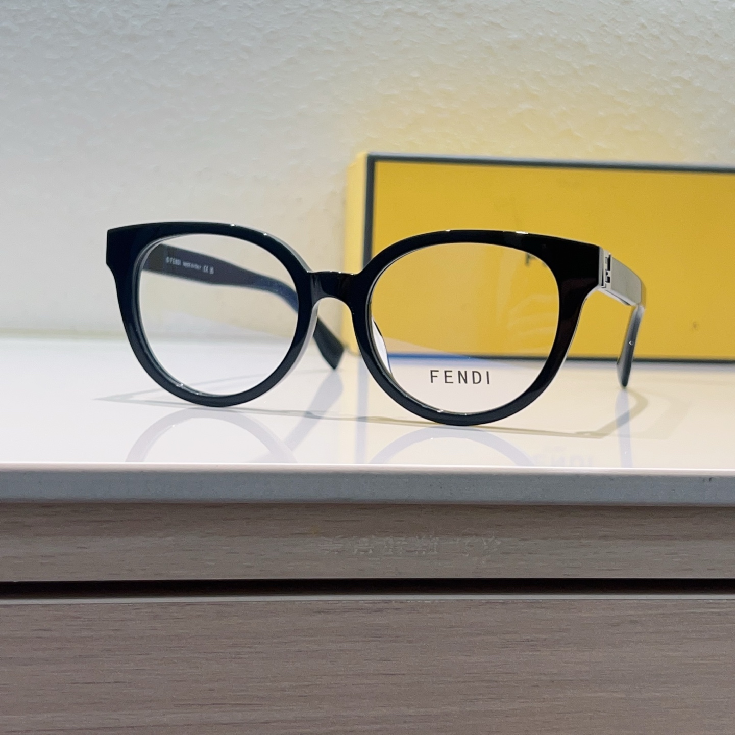 FENDI Optical Glasses Acetate Black Round Frame
