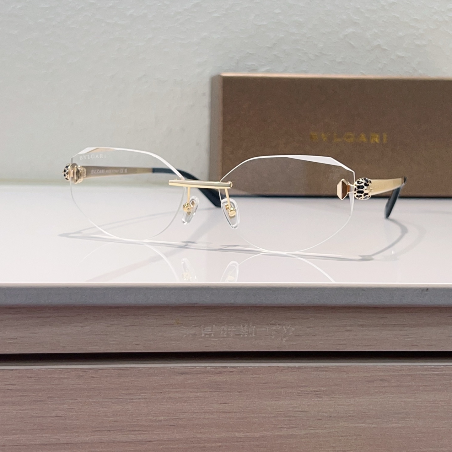BVLGARI Rimless Metal Eyeglasses