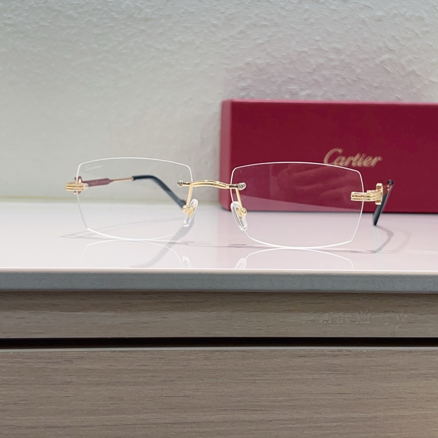 Cartier CT0578O Rimless Rectangular Glasses
