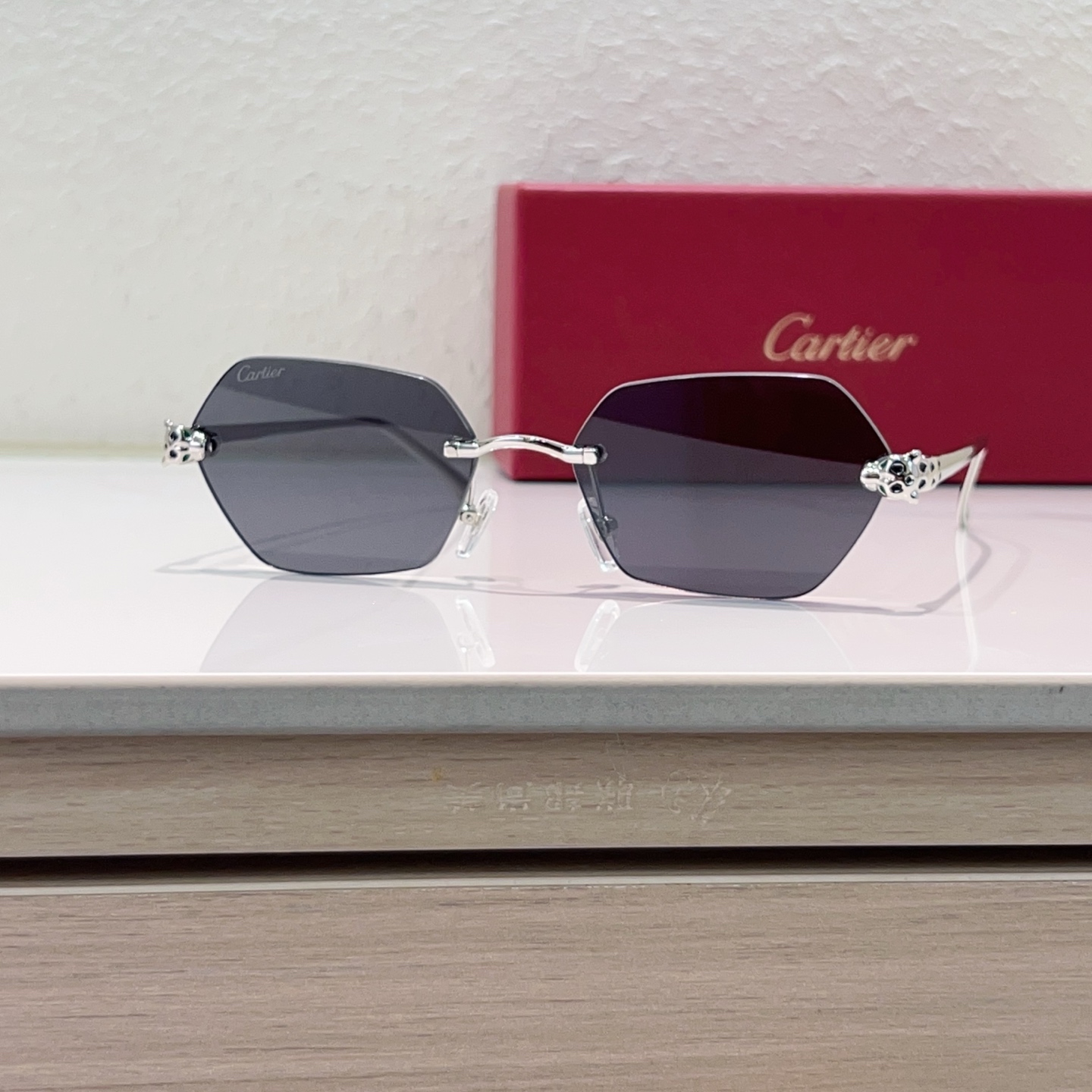Cartier CT0636S Rimless Metal Geometric Sunglasses