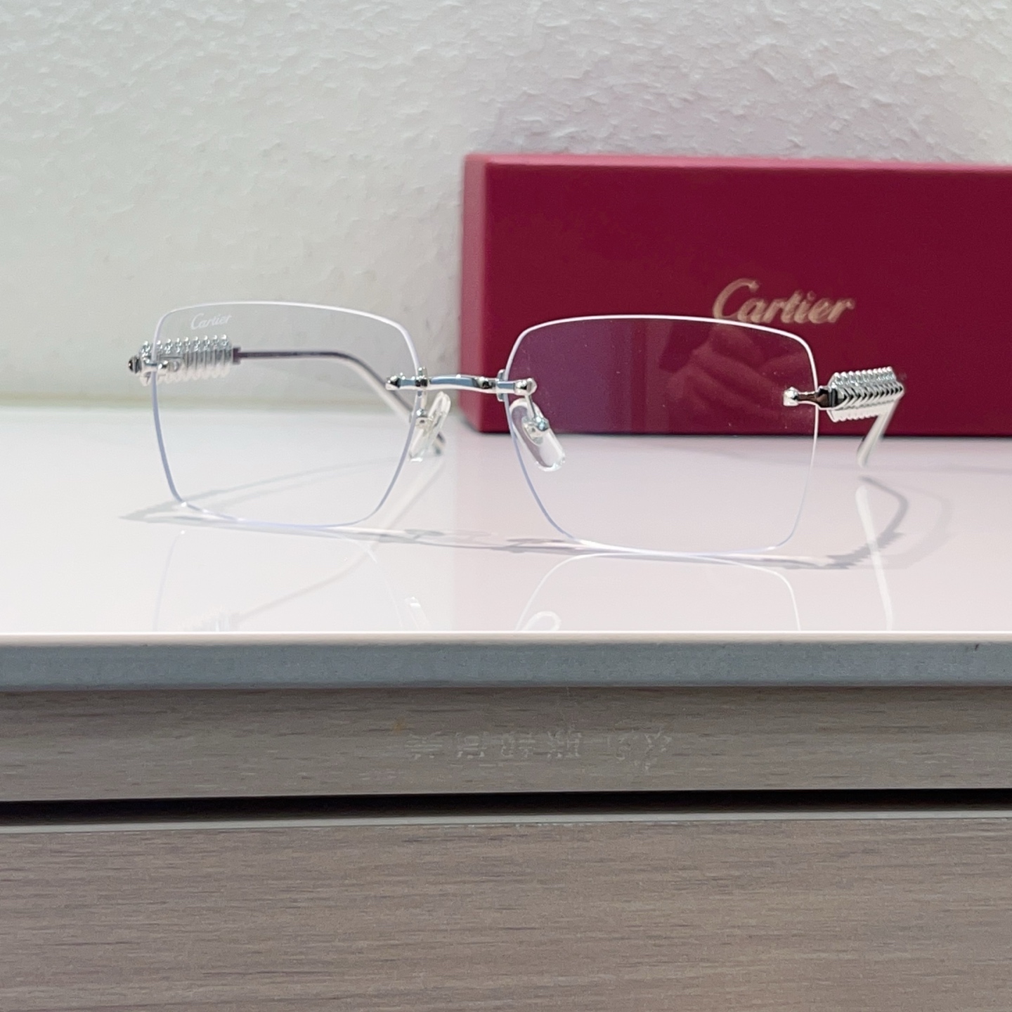 Cartier Rimless Metal Square Glasses