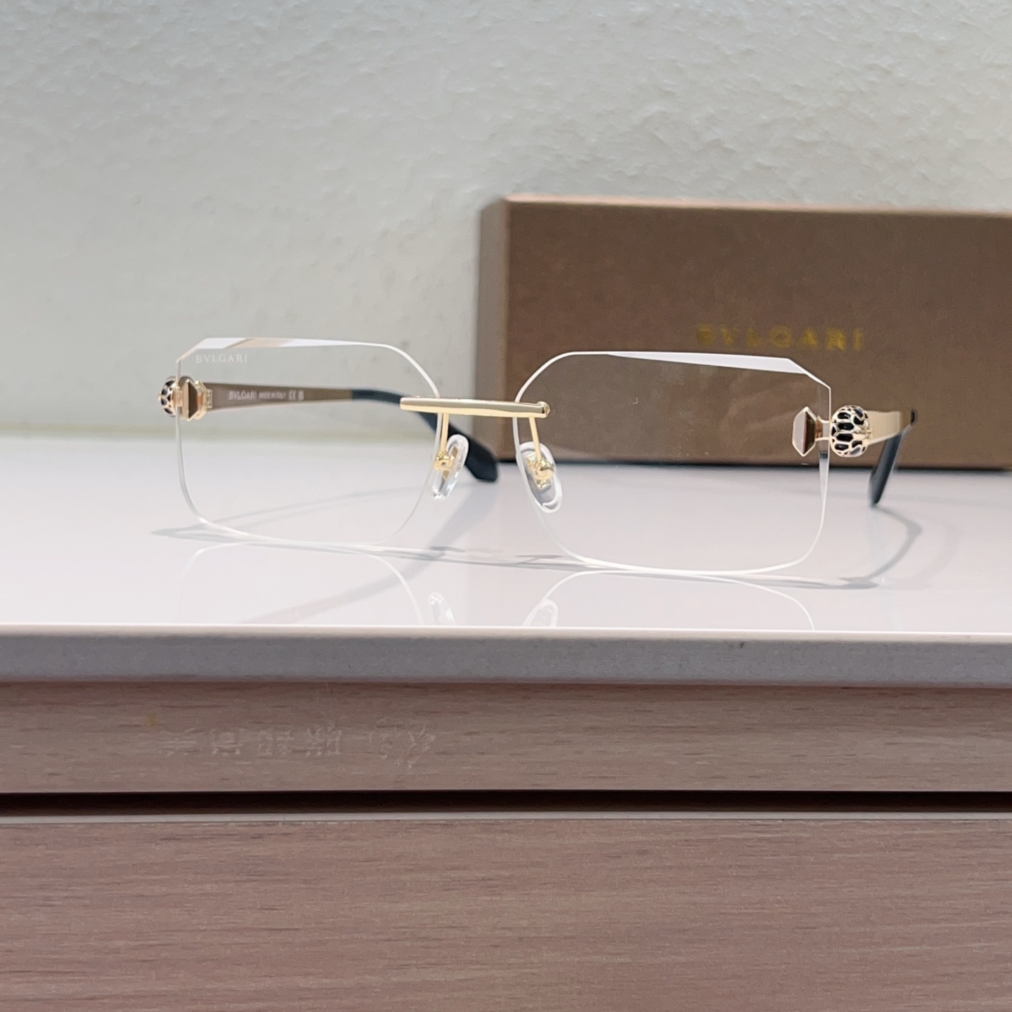 BVLGARI Rimless Metal Rectangular Eyeglasses