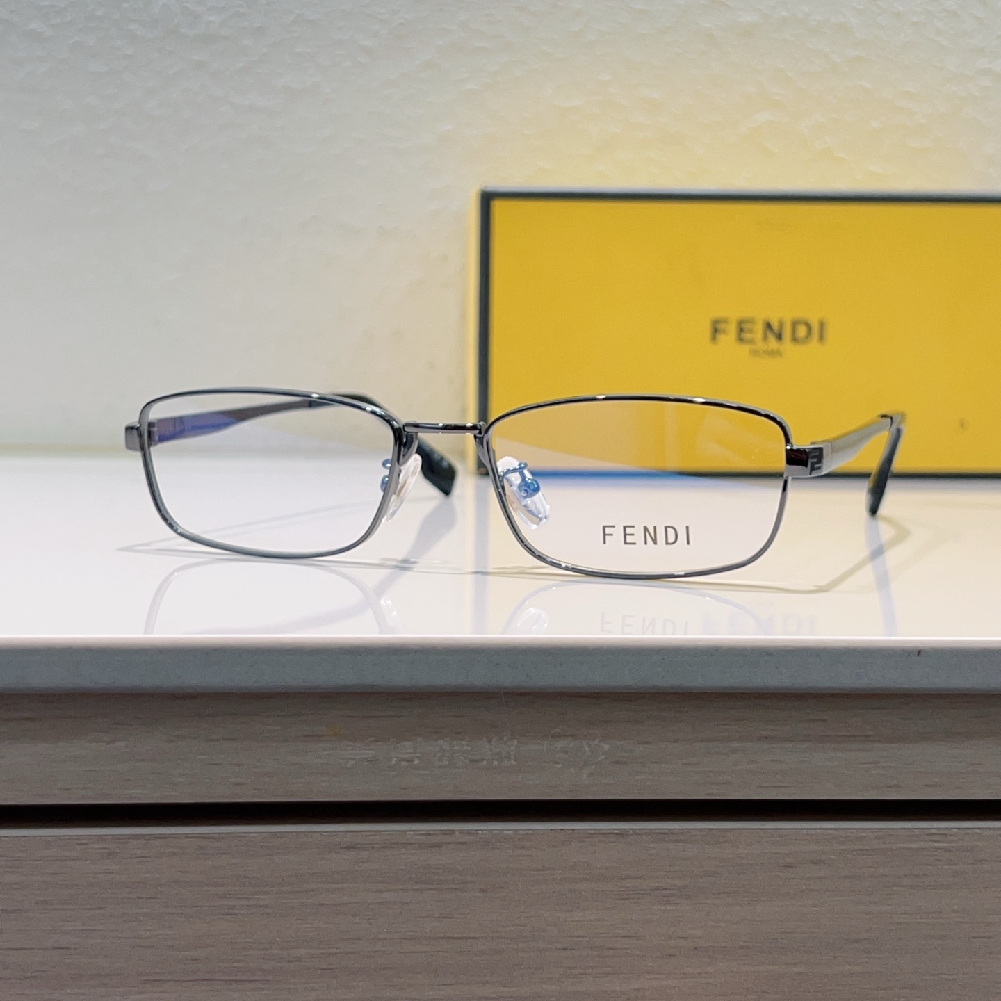 FENDI Eyewear Metal Rectangular Full Rim Temples