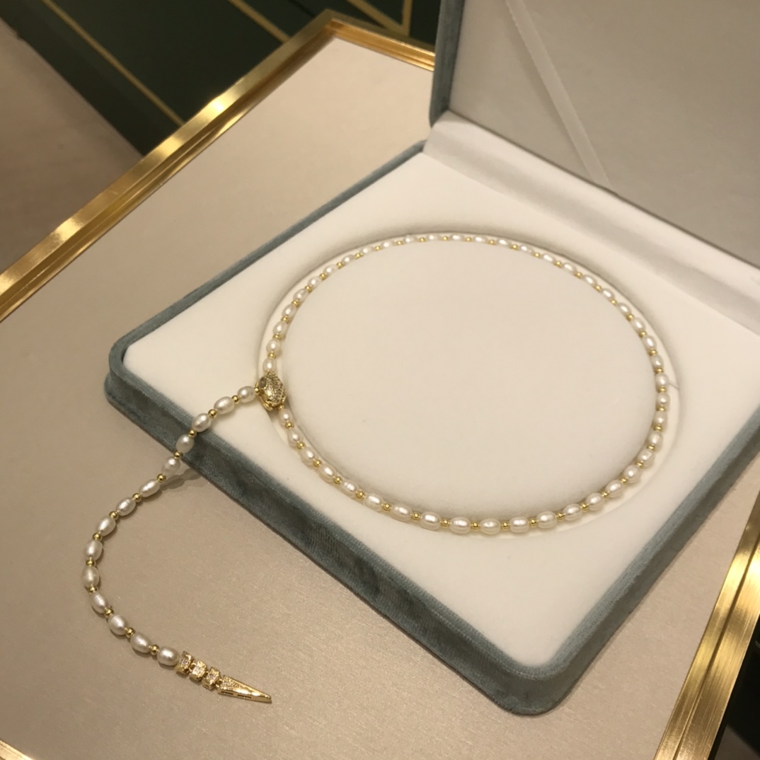 불가리 담수진주 다이아몬드 스네이크 목걸이 64673 이미지 2