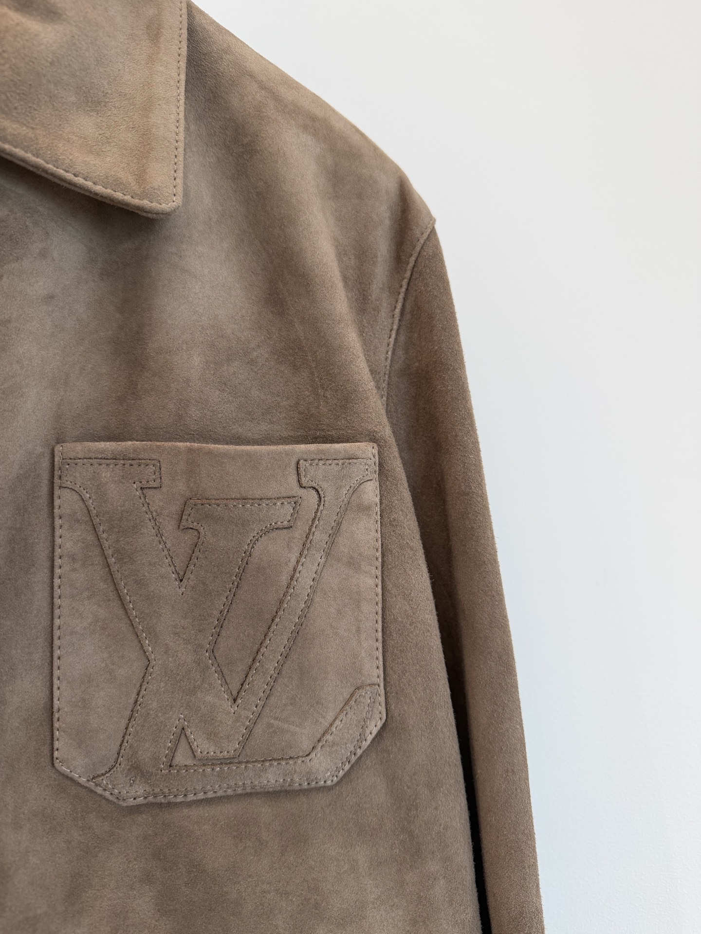 LV Brown Suede LV Patch Button Jacket