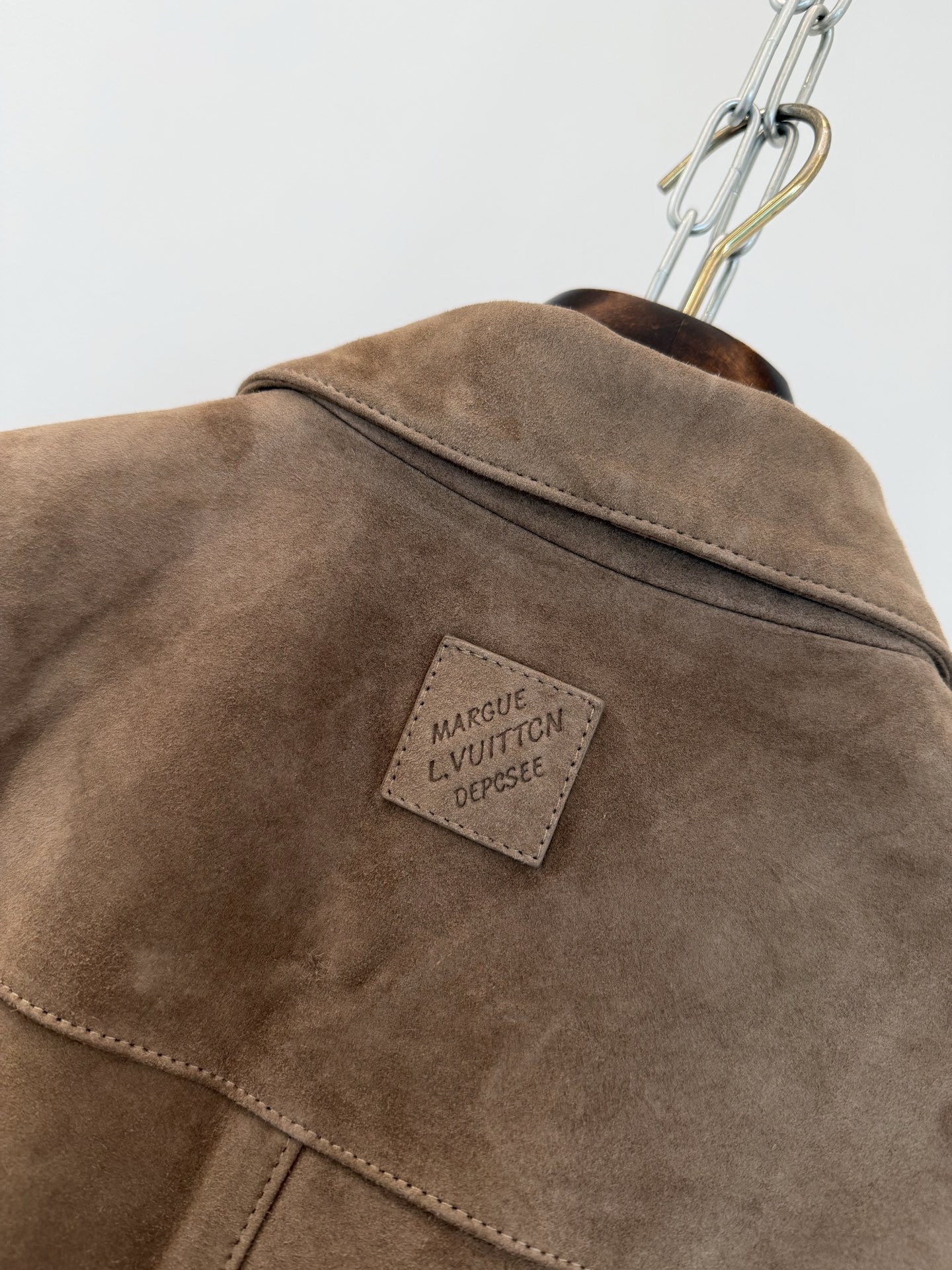 LV Brown Suede LV Patch Button Jacket