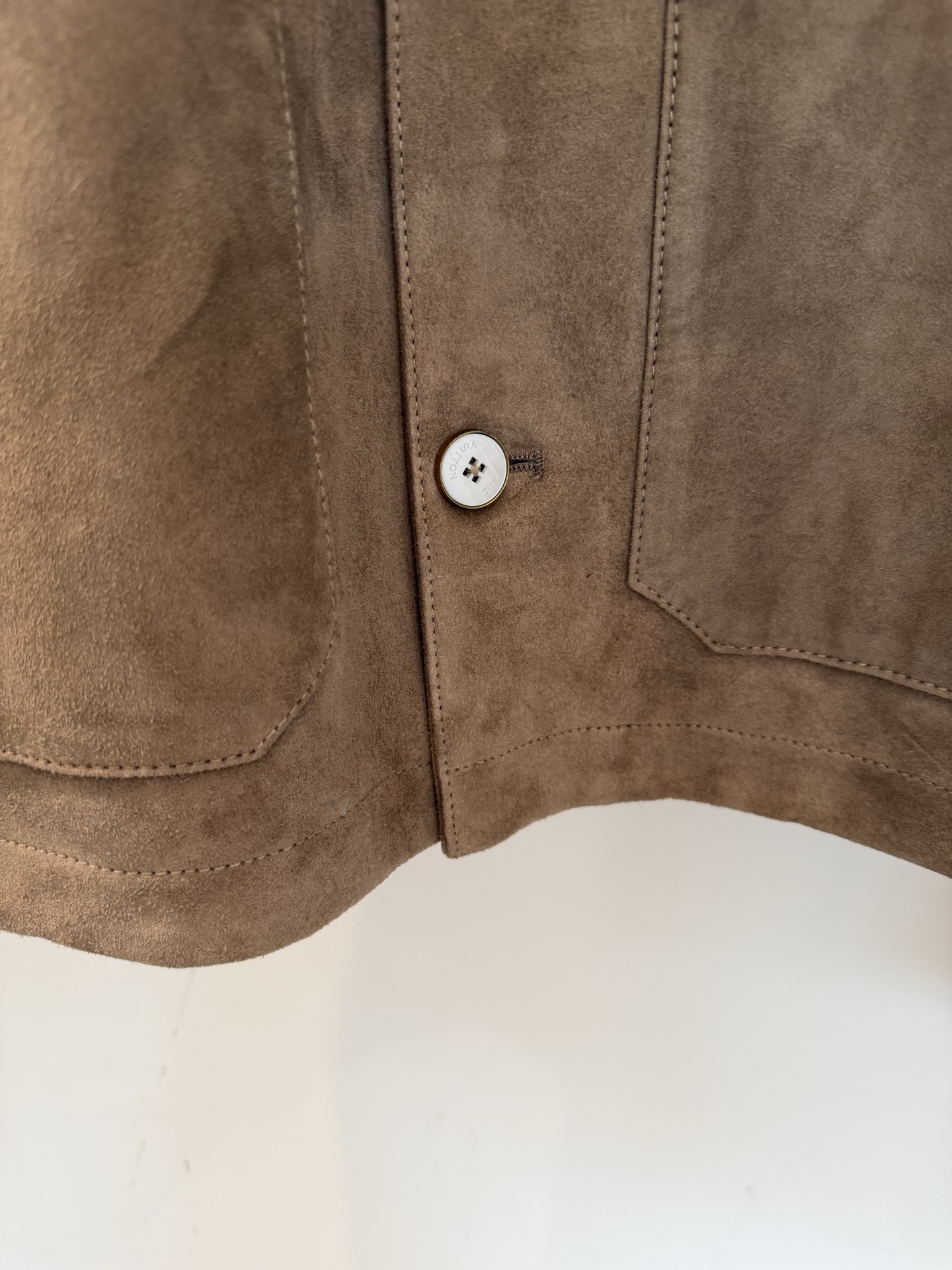 LV Brown Suede LV Patch Button Jacket