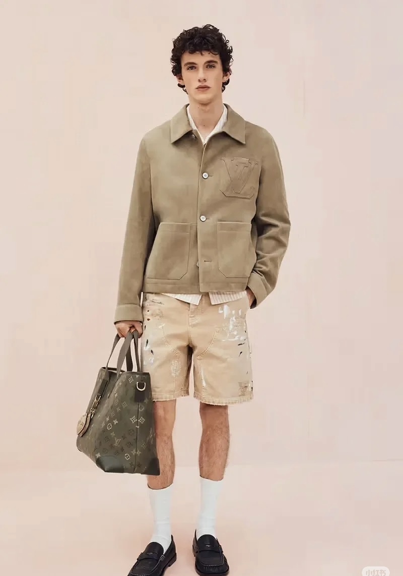 LV Brown Suede LV Patch Button Jacket
