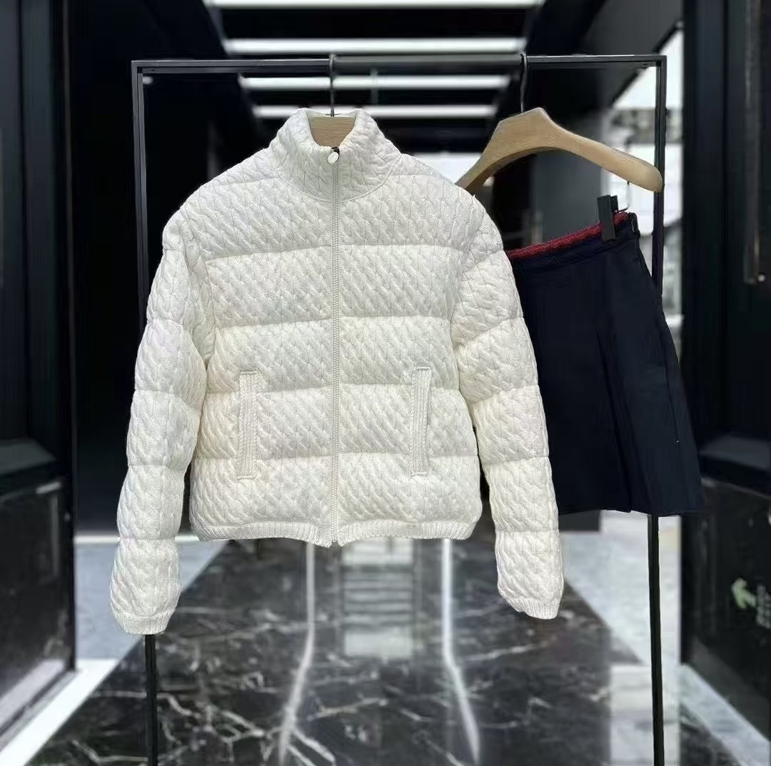 Monc* Cream White Knitted Down Jacket - Lightweight & Warm 4 i1759382370181 5675 0 1