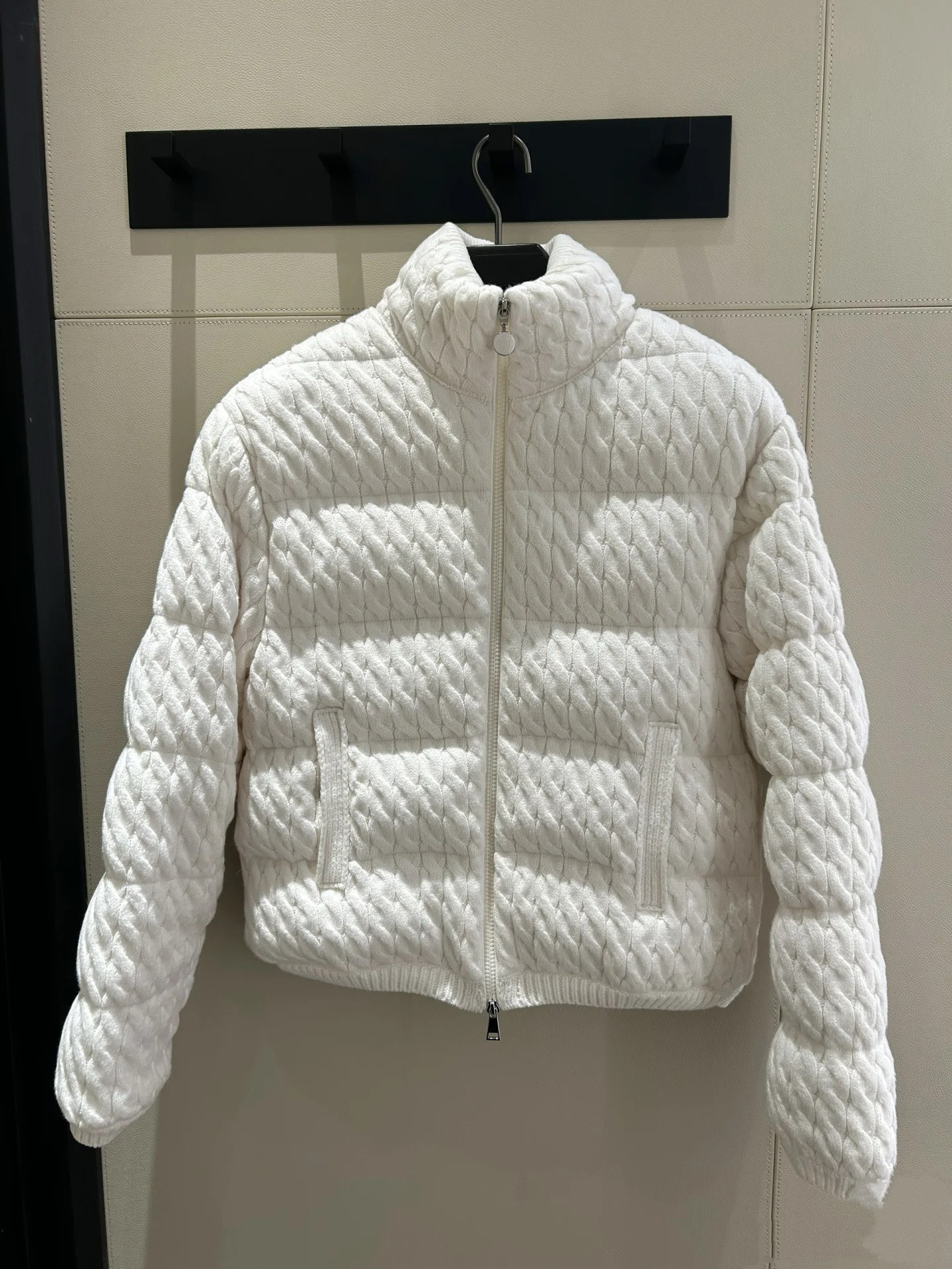 Monc* Cream White Knitted Down Jacket - Lightweight & Warm 6 i1759382370386 8414 0 0