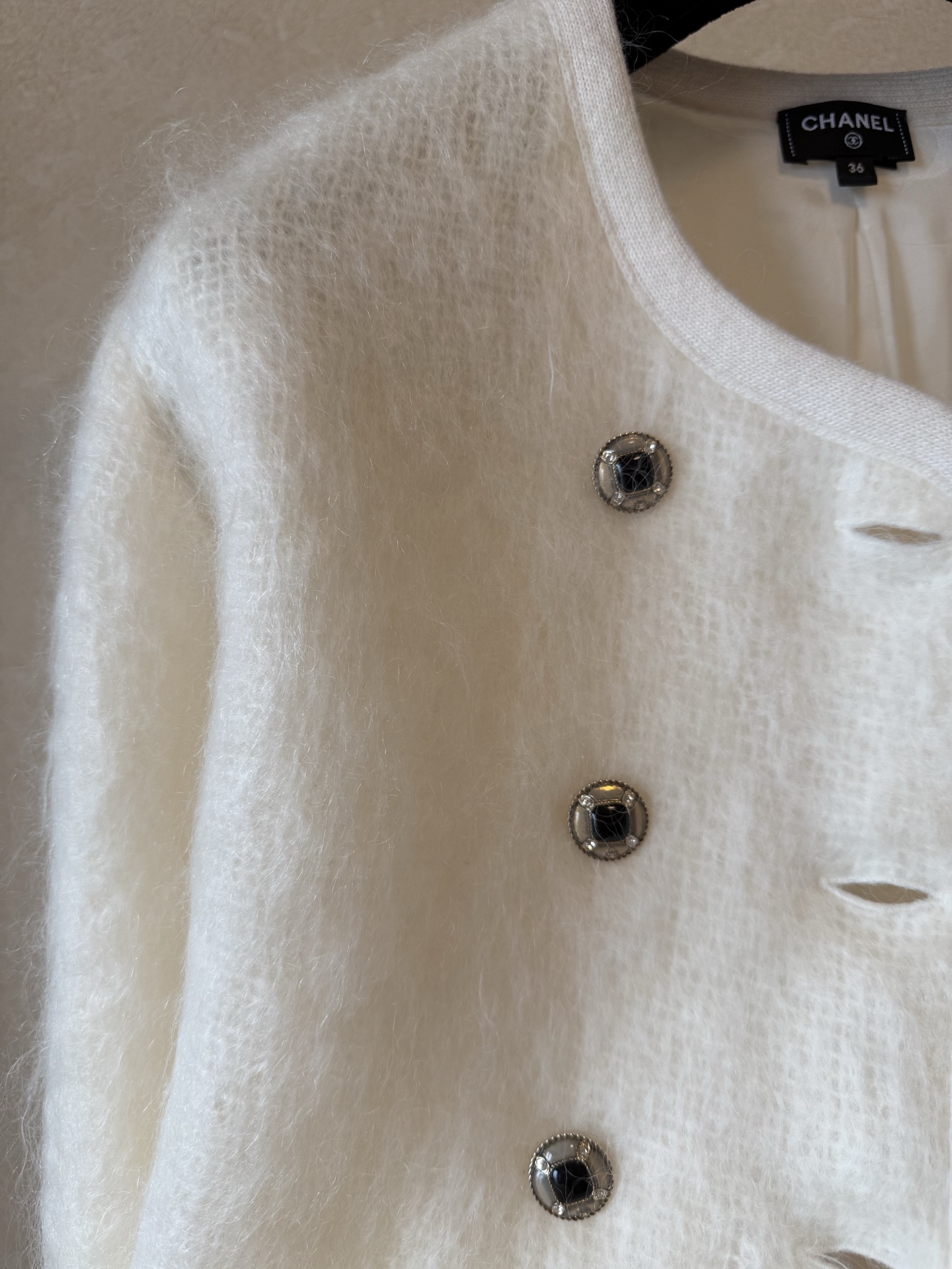Chanel-Style Cardigan: Soft Mohair Knit with Pearl Buttons & Bow Details 4 i1764645051895 2365 0 2