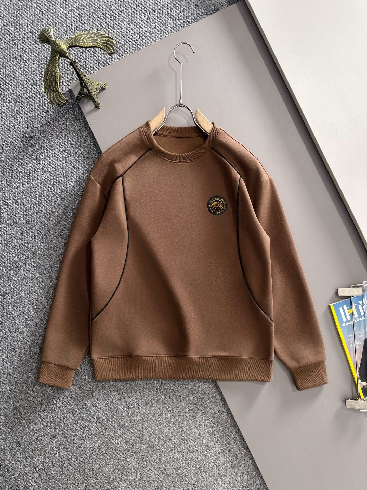 Canada Goose Brown Round Neck Sweatshirt Long Sleeve Unisex Style