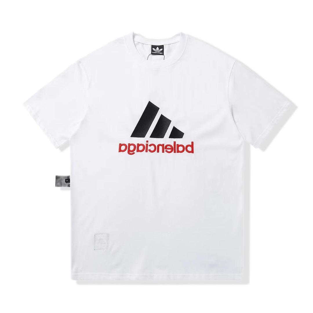 Balenciaga 官网品质BLCG/BALENCIAGA/巴黎世家联名Adidas前面 LOGO组合，双面正反穿搭刺绣短袖T恤#
