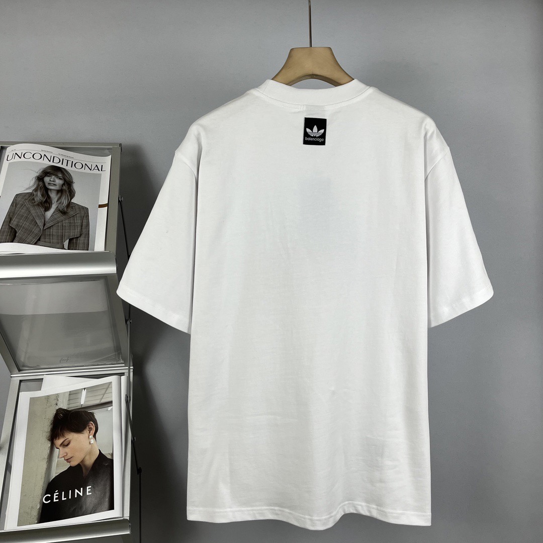 Balenciaga 官网品质BLCG/BALENCIAGA/巴黎世家联名Adidas前面 LOGO组合，双面正反穿搭刺绣短袖T恤#