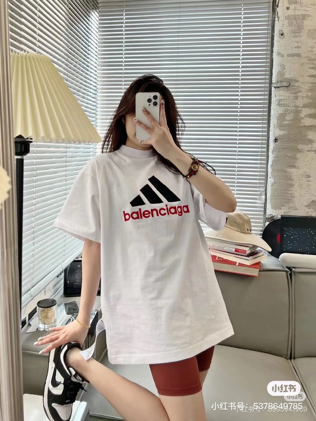Balenciaga 官网品质BLCG/BALENCIAGA/巴黎世家联名Adidas前面 LOGO组合，双面正反穿搭刺绣短袖T恤#