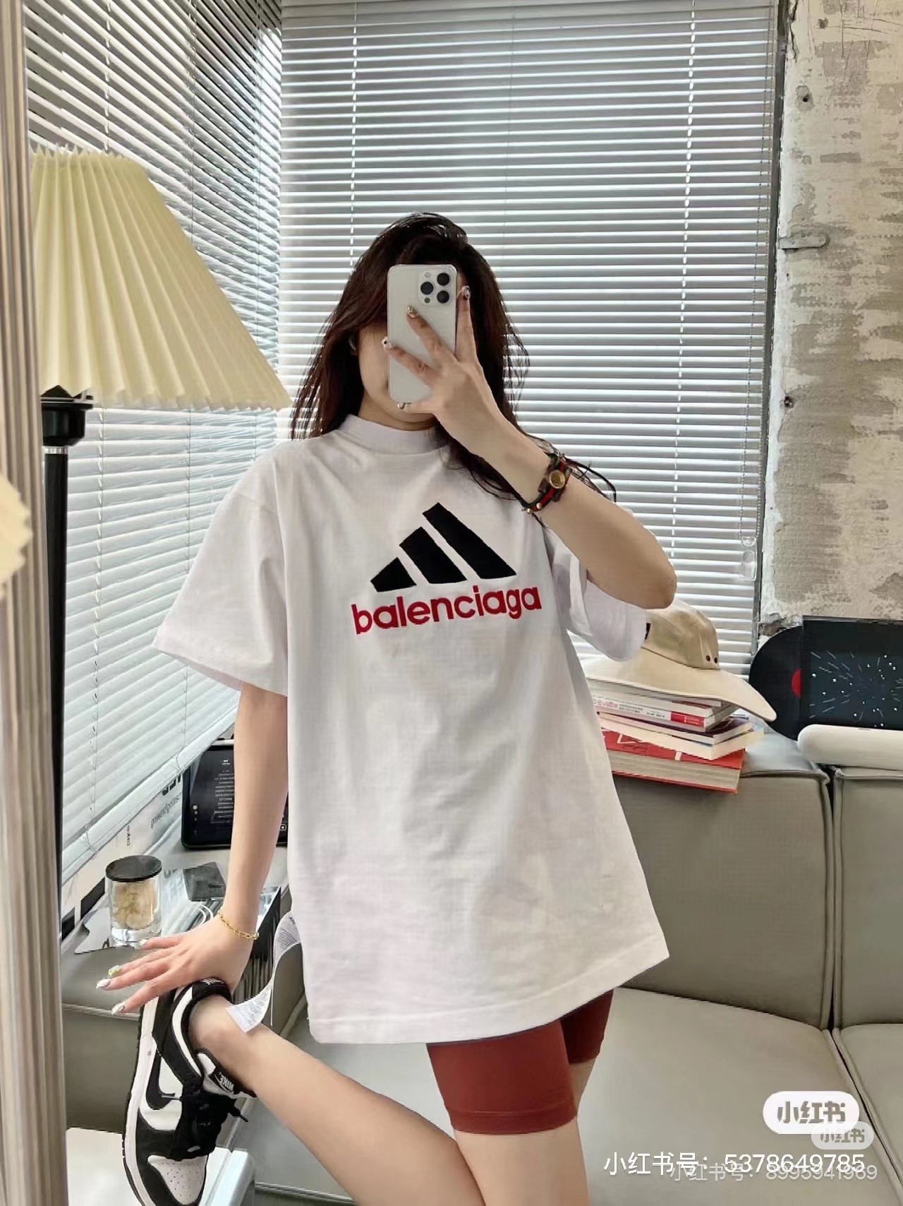 Balenciaga 官网品质BLCG/BALENCIAGA/巴黎世家联名Adidas前面 LOGO组合，双面正反穿搭刺绣短袖T恤#