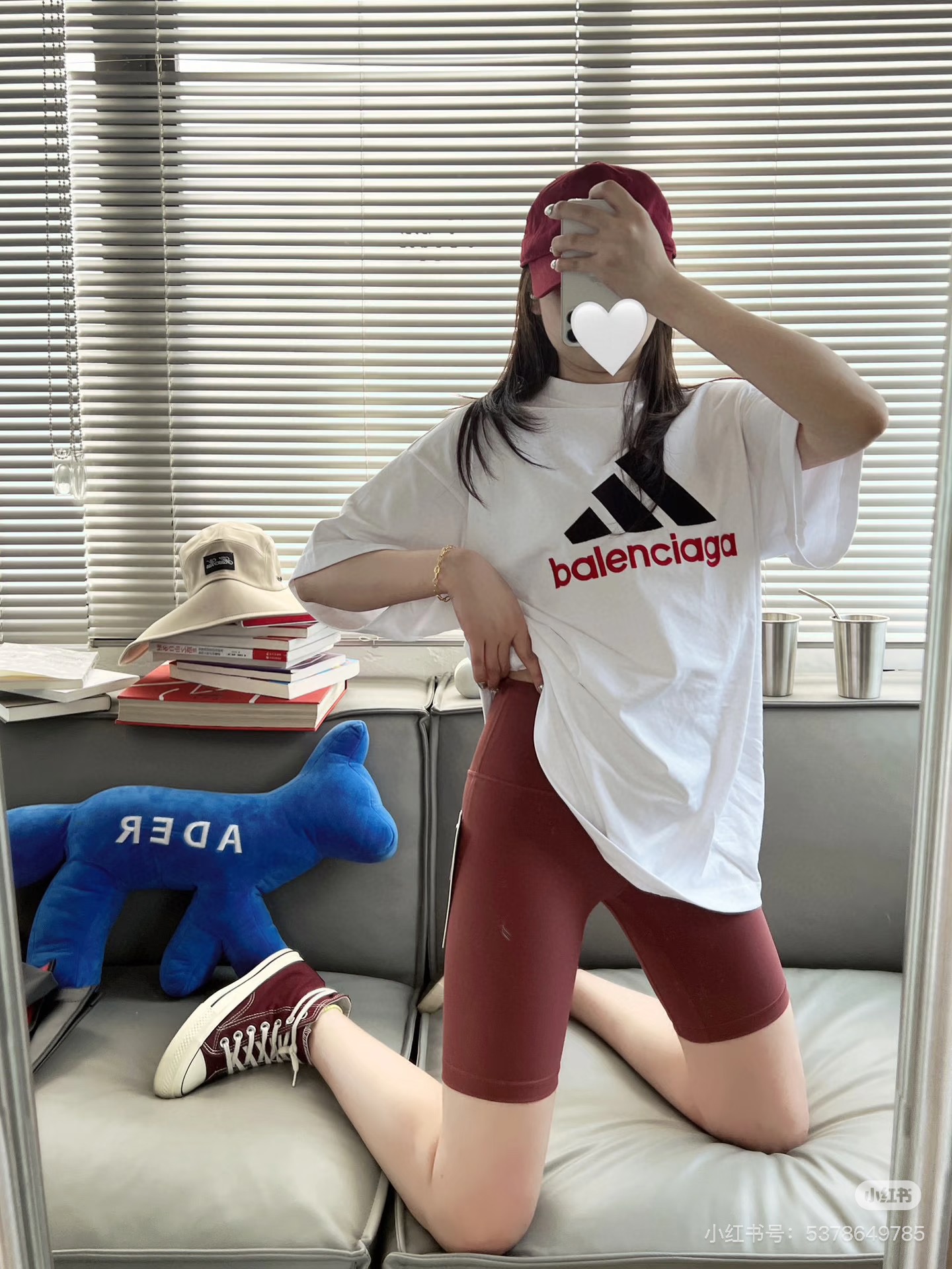 Balenciaga 官网品质BLCG/BALENCIAGA/巴黎世家联名Adidas前面 LOGO组合，双面正反穿搭刺绣短袖T恤#