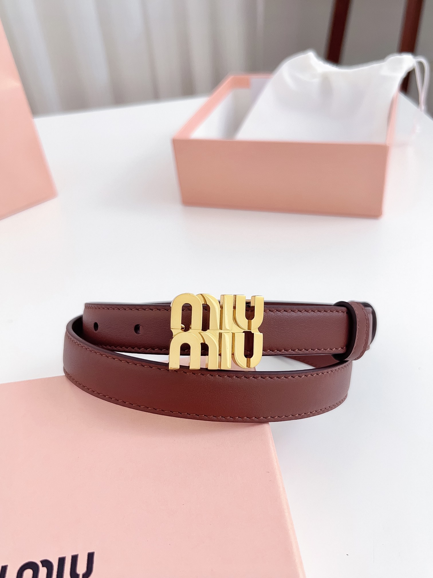 [Miu Miu Belts] Double-sided grain top layer calfskin Soft leather Q-bomb com
