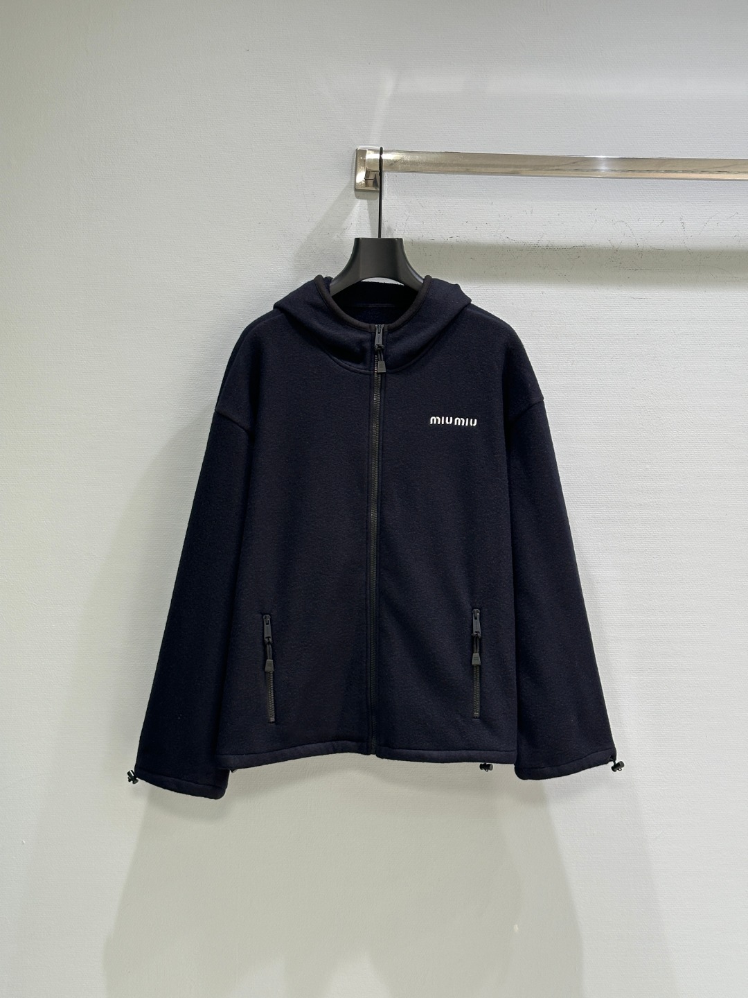 Miu Miu Fleece Hoodie met Rits - Klassiek Design, Comfortabele Pasvorm
