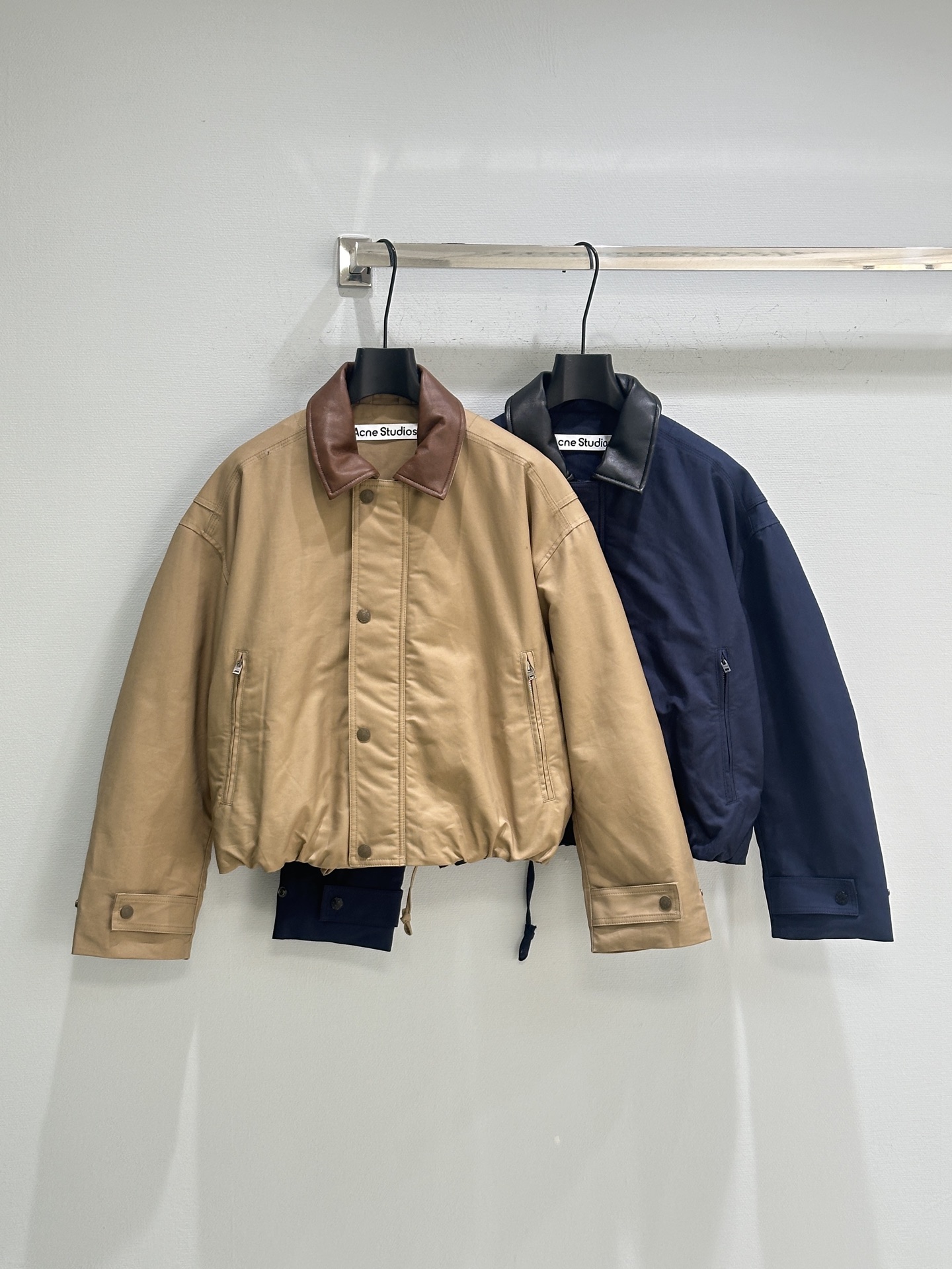 Acne Studios Cotton Blend Jacket with Faux Leather Collar – Winter Collection