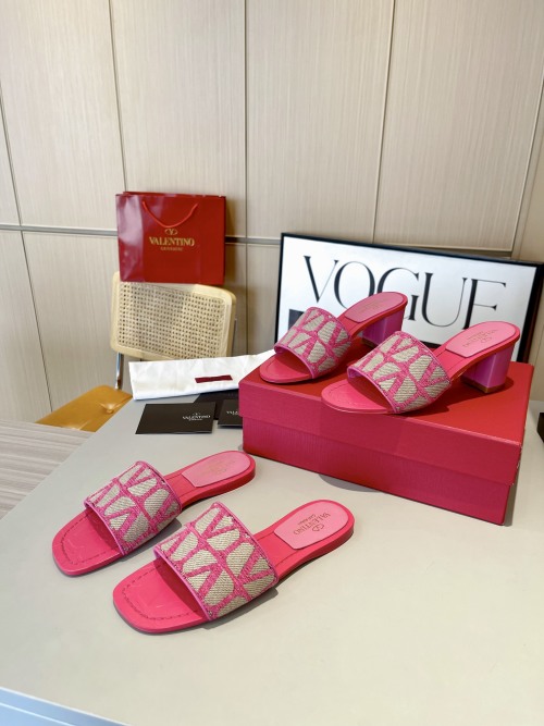 Valentino V-Logo Fabric Print Flat/Heeled Sandals, Comfortable & Stylish