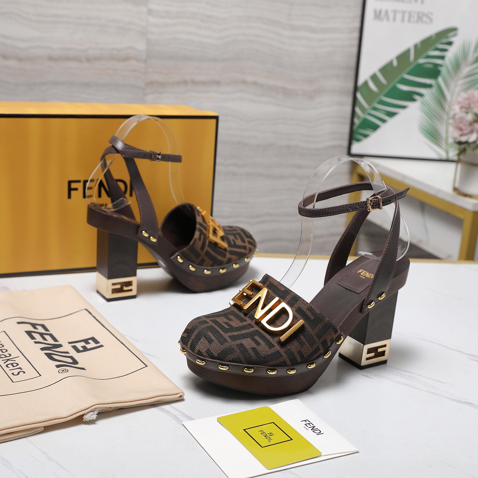 Fendi Arco Platform Block-Heel Clog Sandals