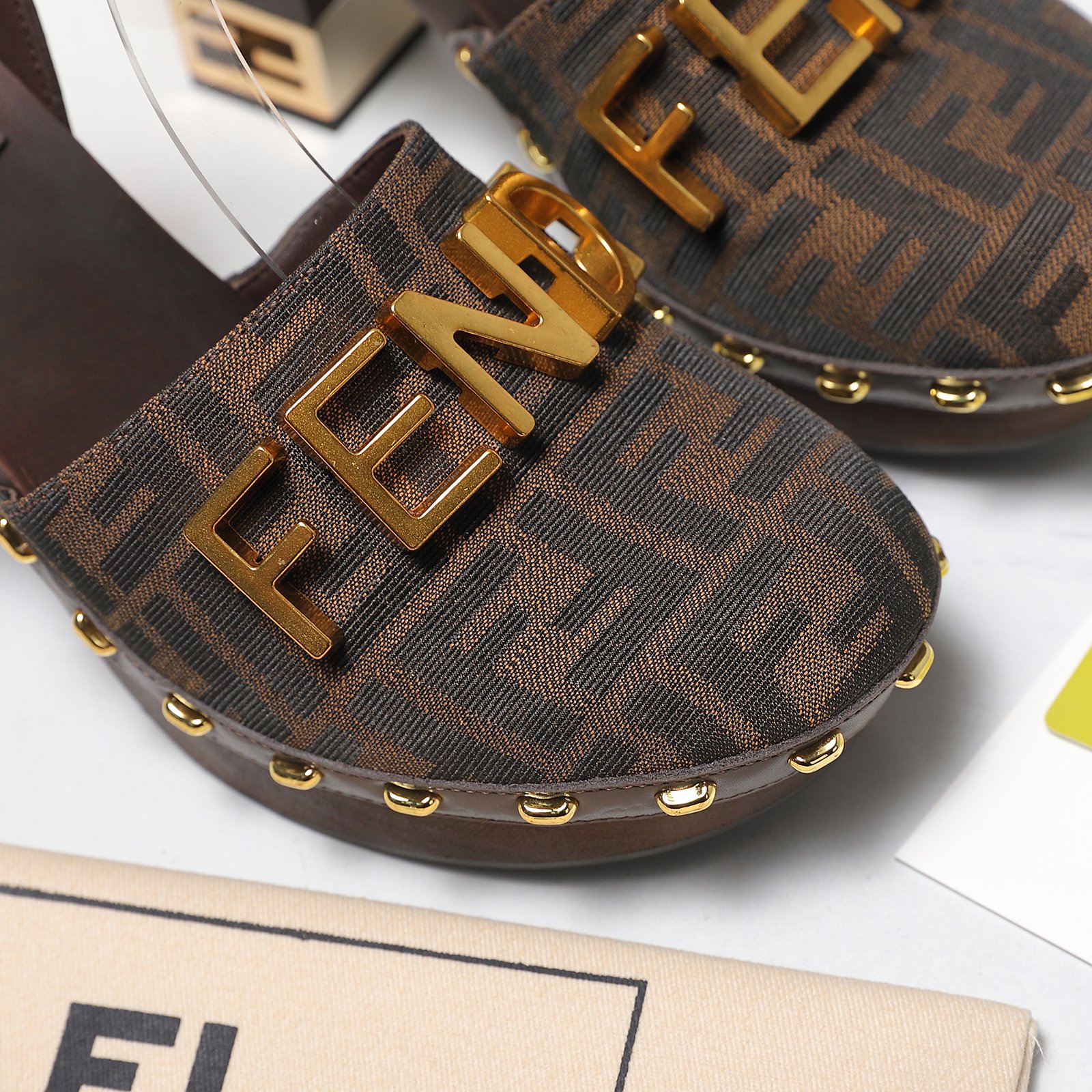 Fendi Arco Platform Block-Heel Clog Sandals