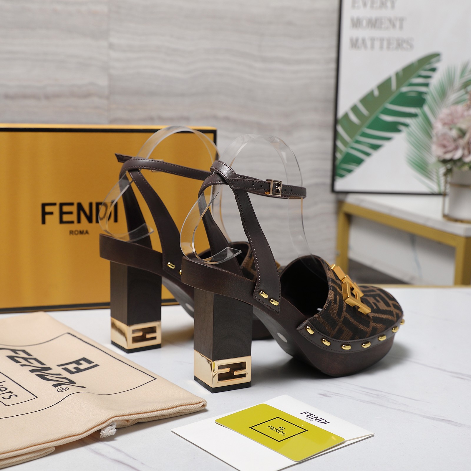 Fendi Arco Platform Block-Heel Clog Sandals