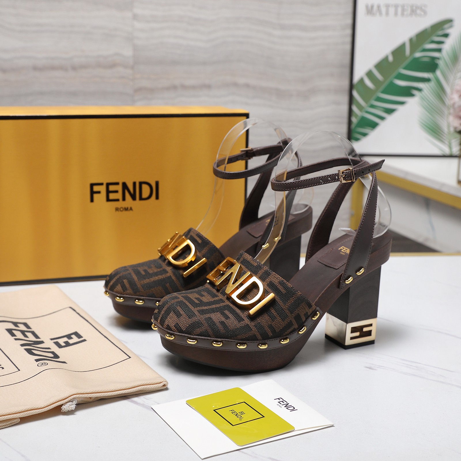 Fendi Arco Platform Block-Heel Clog Sandals