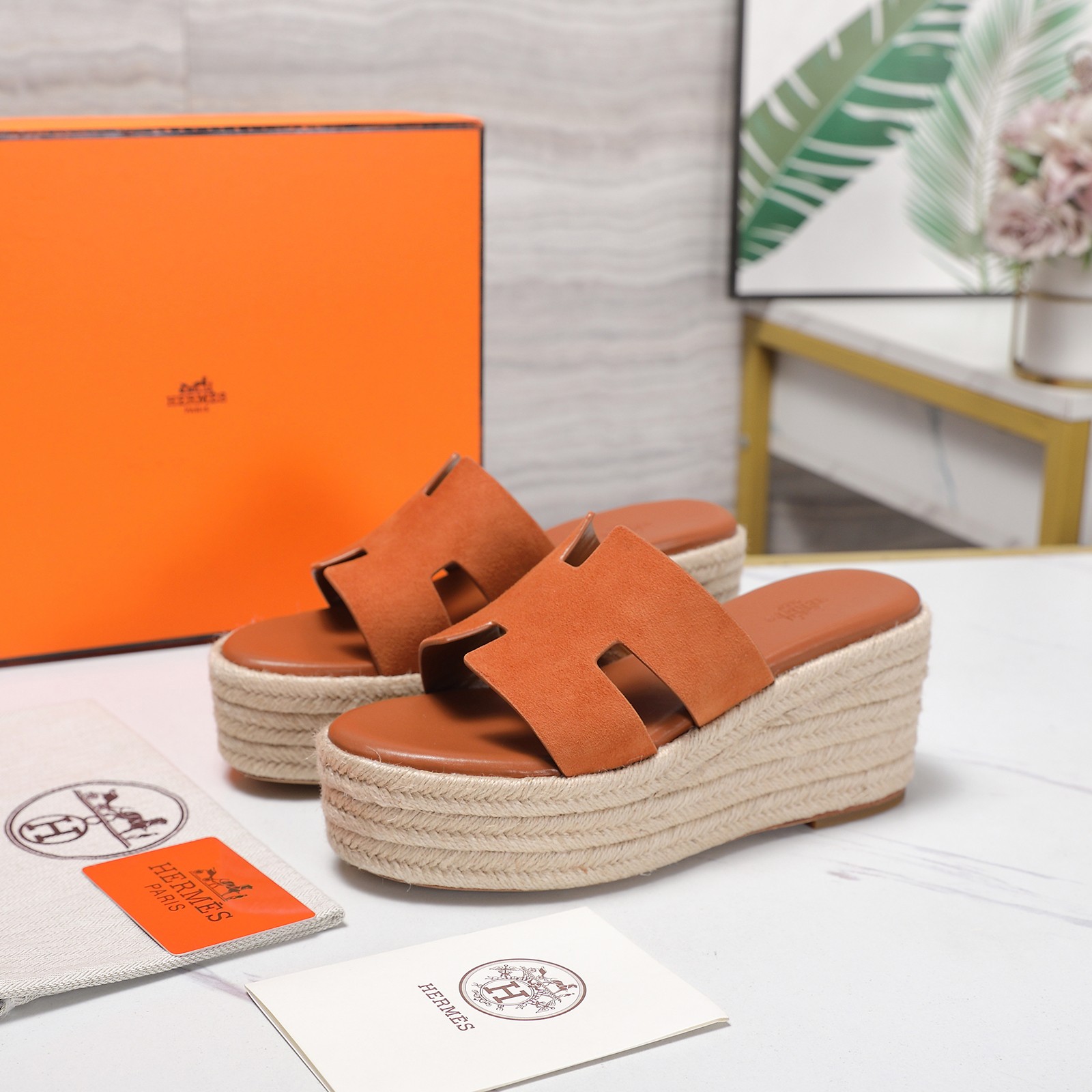Hermès Espadrille Wedge Mules