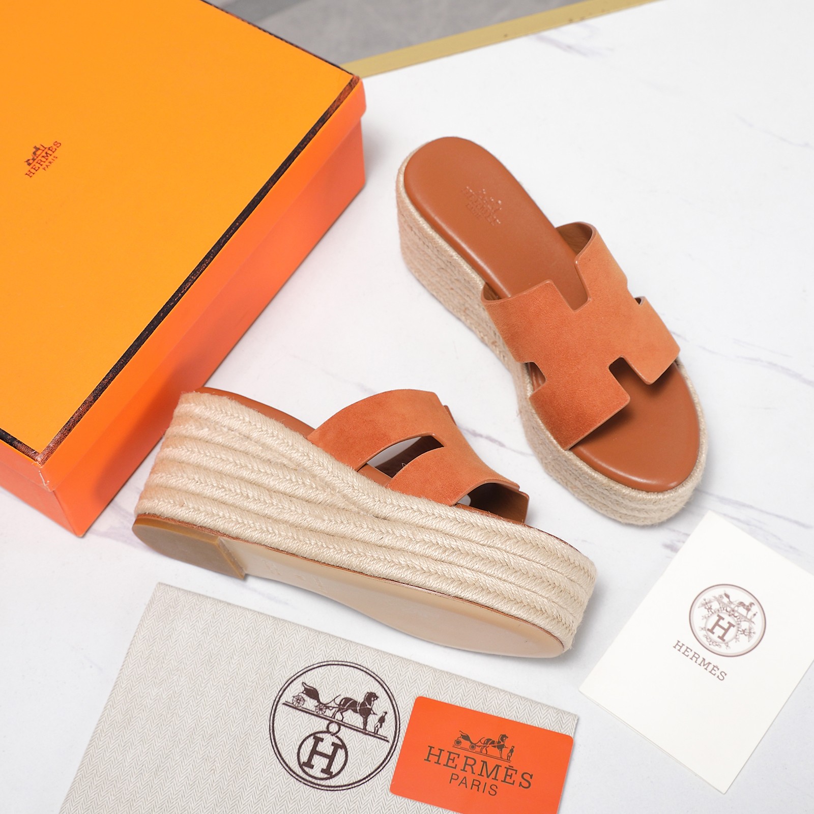 Hermès Espadrille Wedge Mules