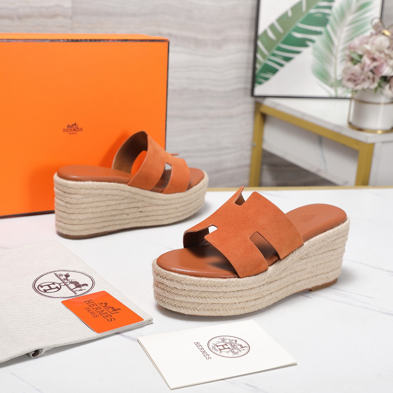Hermès Espadrille Wedge Mules