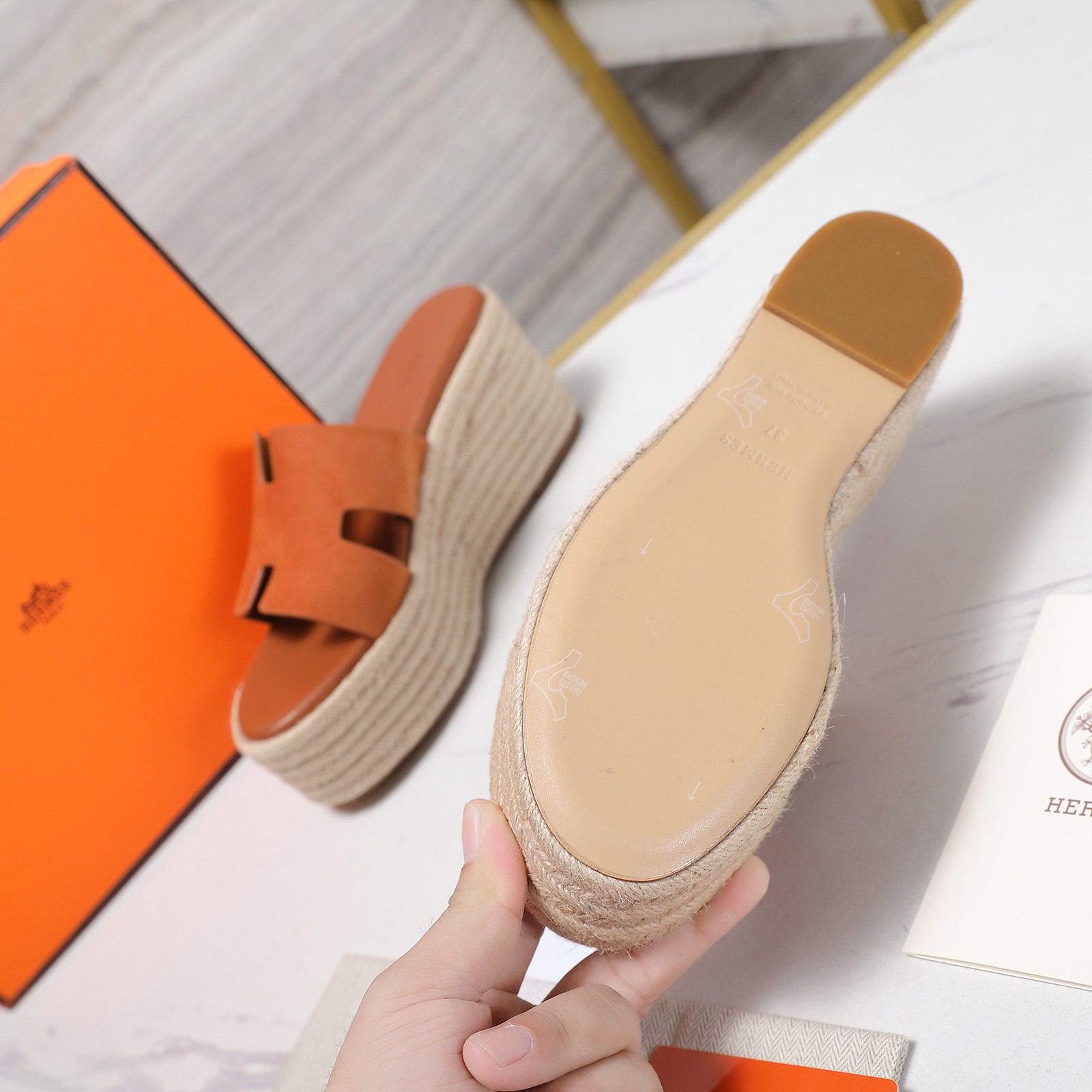 Hermès Espadrille Wedge Mules