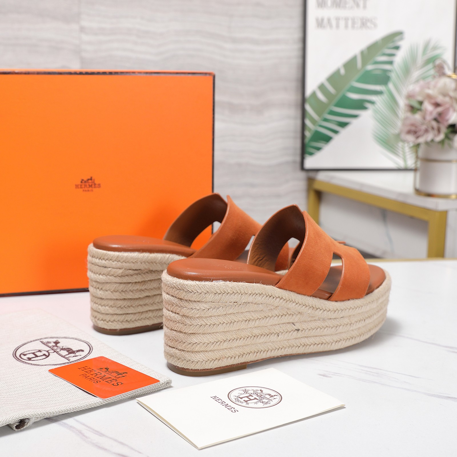 Hermès Espadrille Wedge Mules