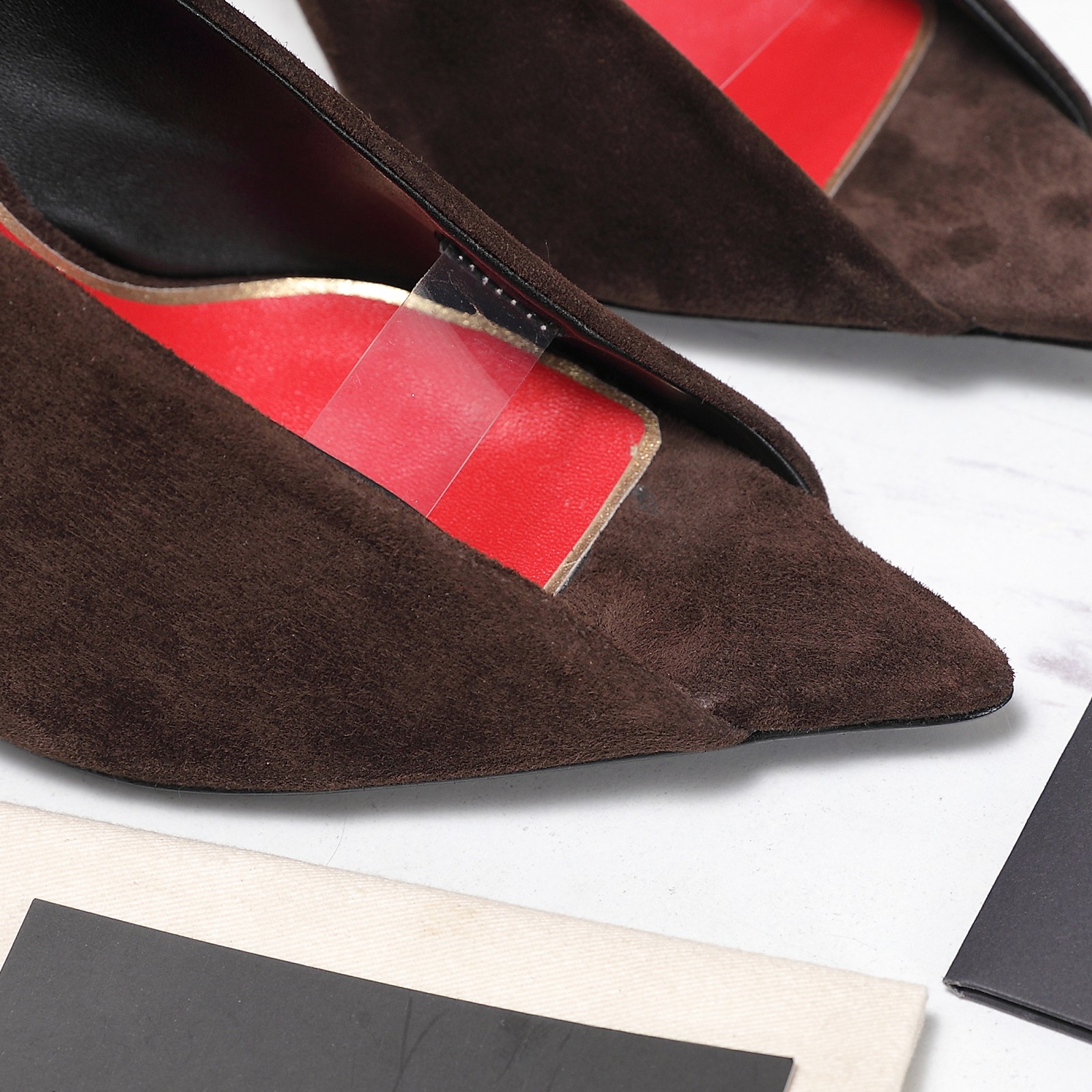 Valentino Brown V-cut Suede Pumps