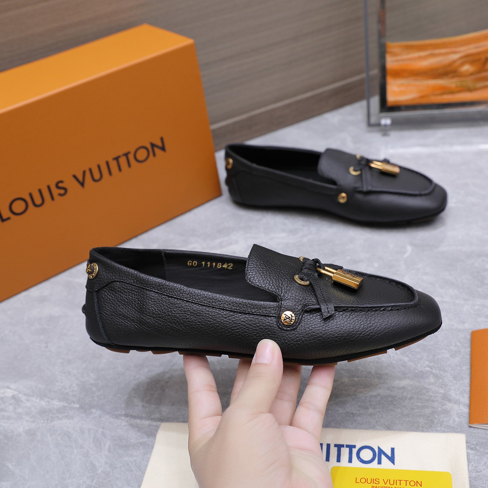 louis vuitton black soho flat loafers