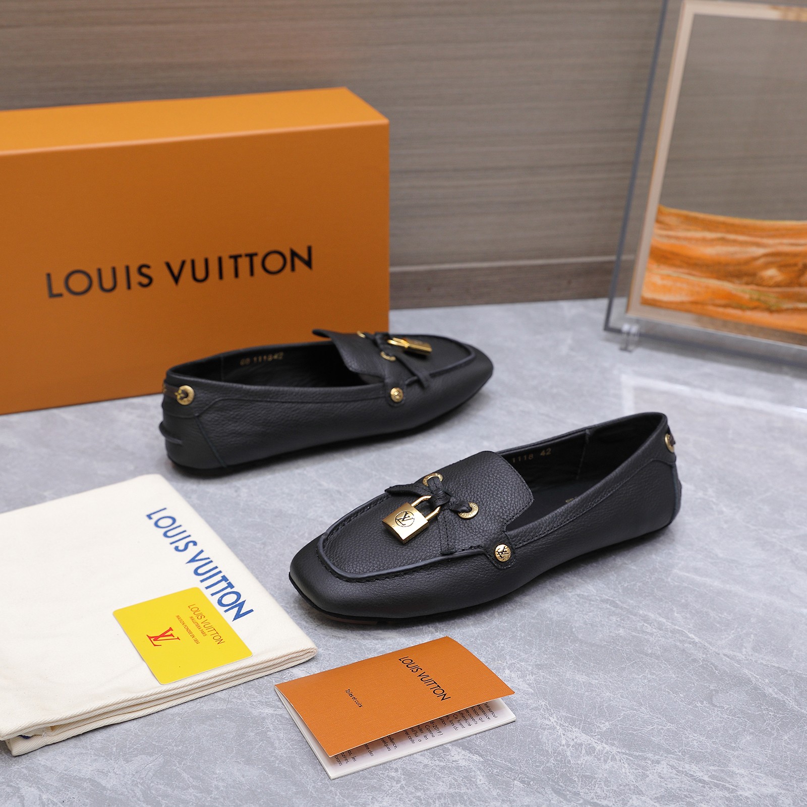 louis vuitton black soho flat loafers