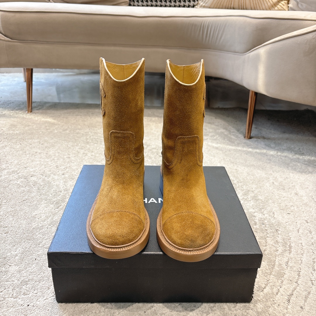 CHANEL 秋冬モデル レディースブーツ スリッポン ストレートブーツ 乗馬ブーツ イタリア製本革アウトソール