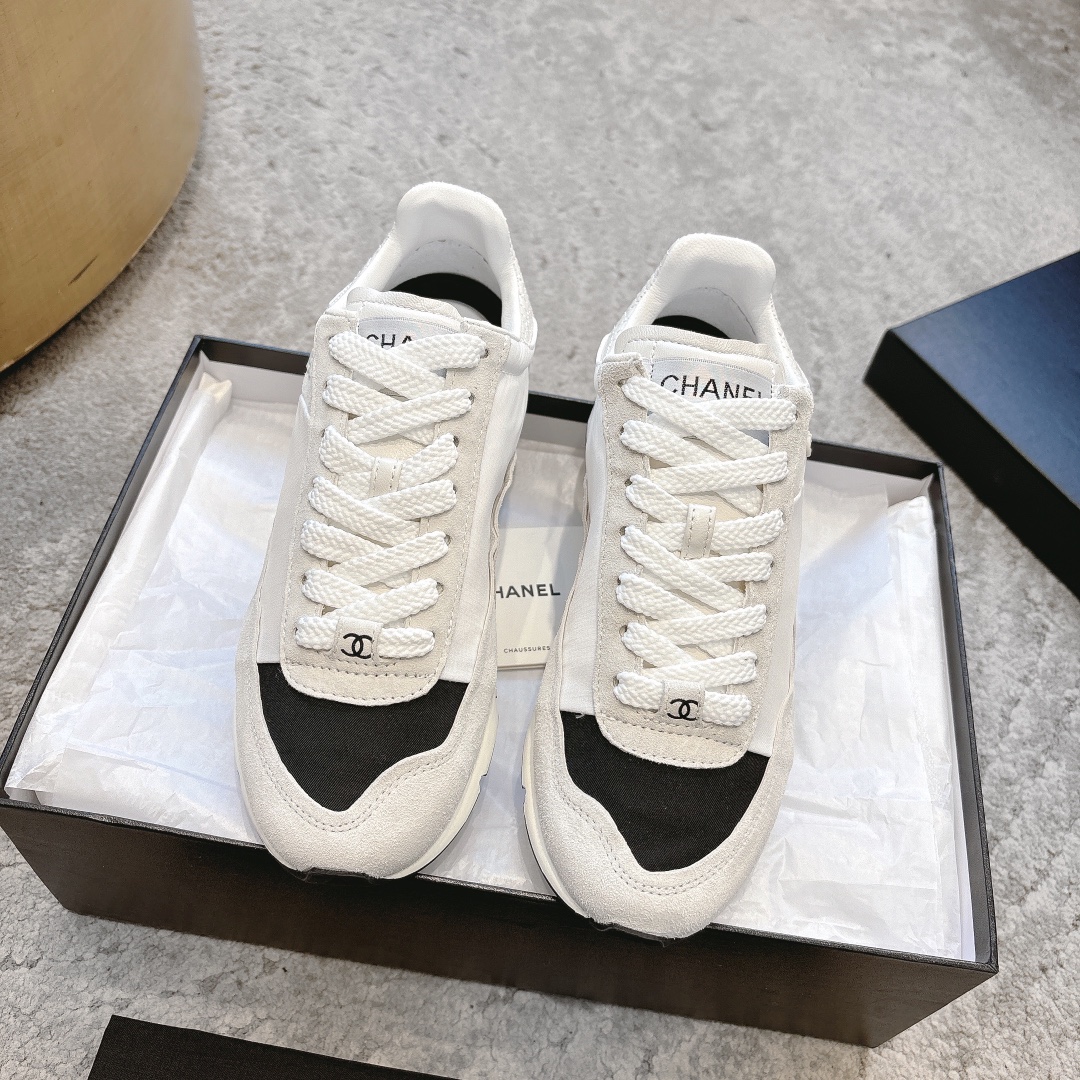CHANEL красоўкі кэжуал абутак сінхронны выпуск на афіцыйным сайце кэжуал спартыўны стыль шліфаваная скура