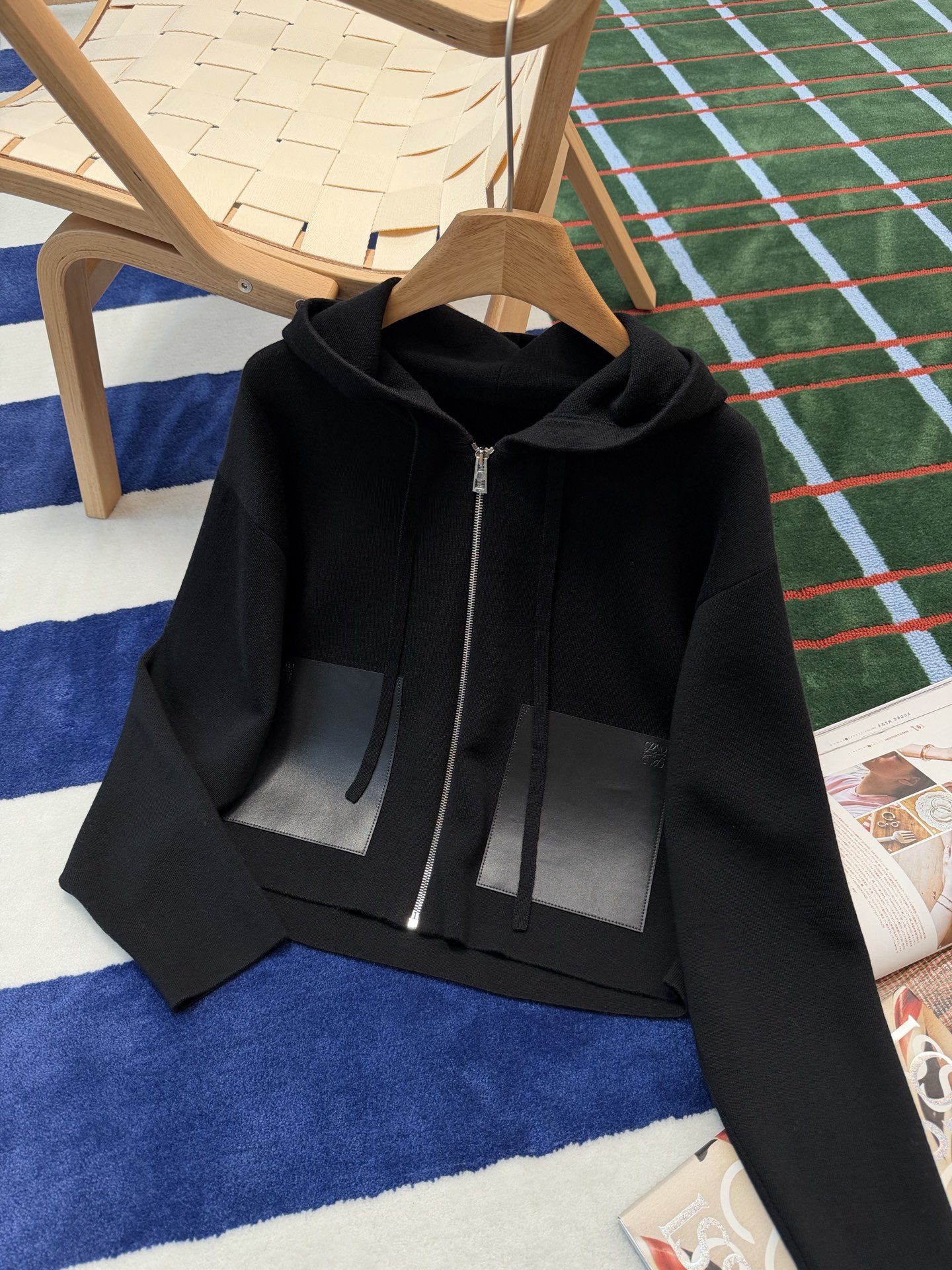 Luxury Knit Cardigan with Anagram Leather Pocket - Soft & Comfortable 3 i1765130169062 2683 0 1