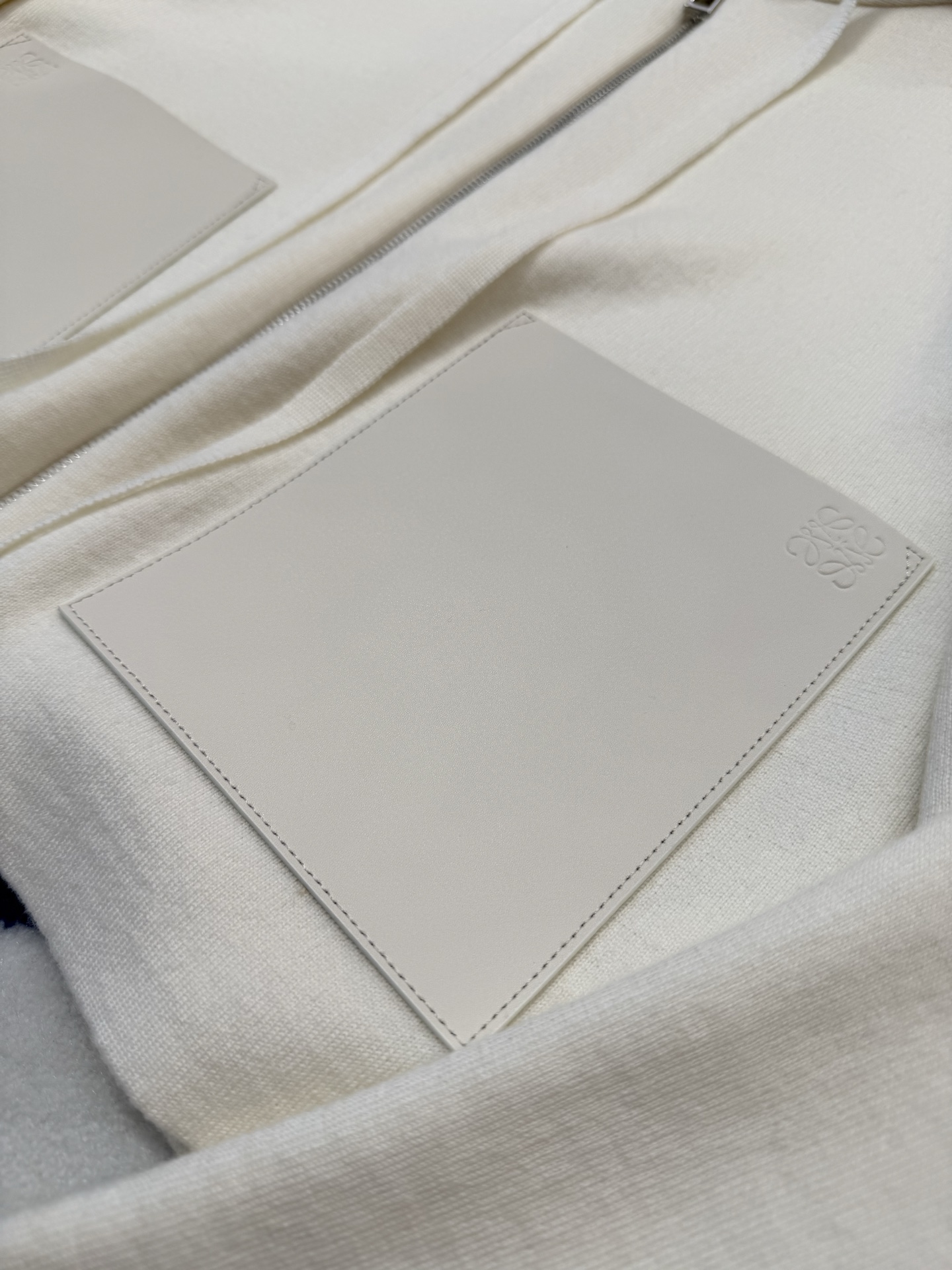 Hooded Knit Cardigan with Anagram Leather Pocket - Soft & Comfortable 6 i1765130563499 9860 0 4