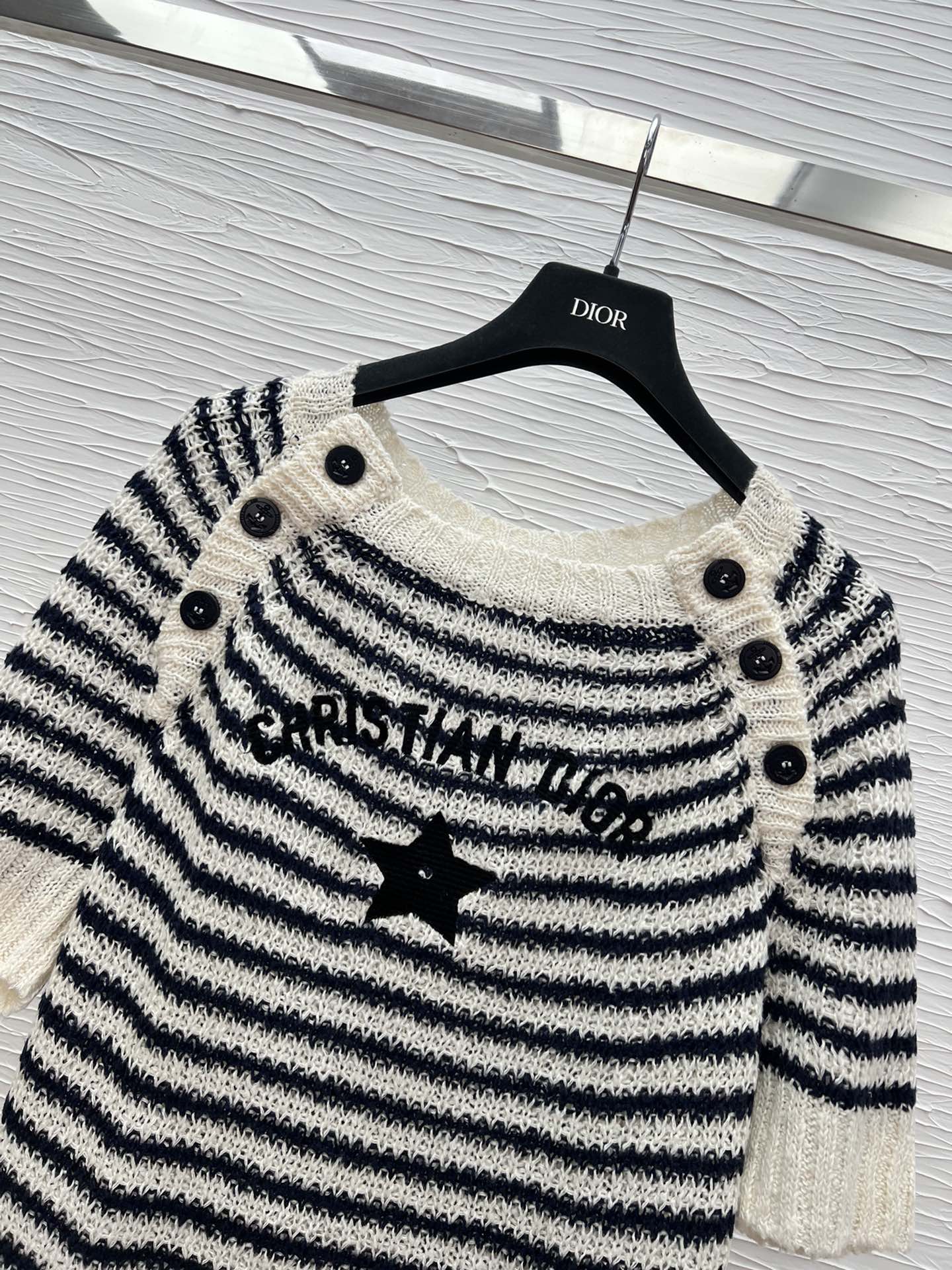 Dior Women's Striped Knit Top with Star Embroidery - Spring Collection 9 i1741684027 885 0