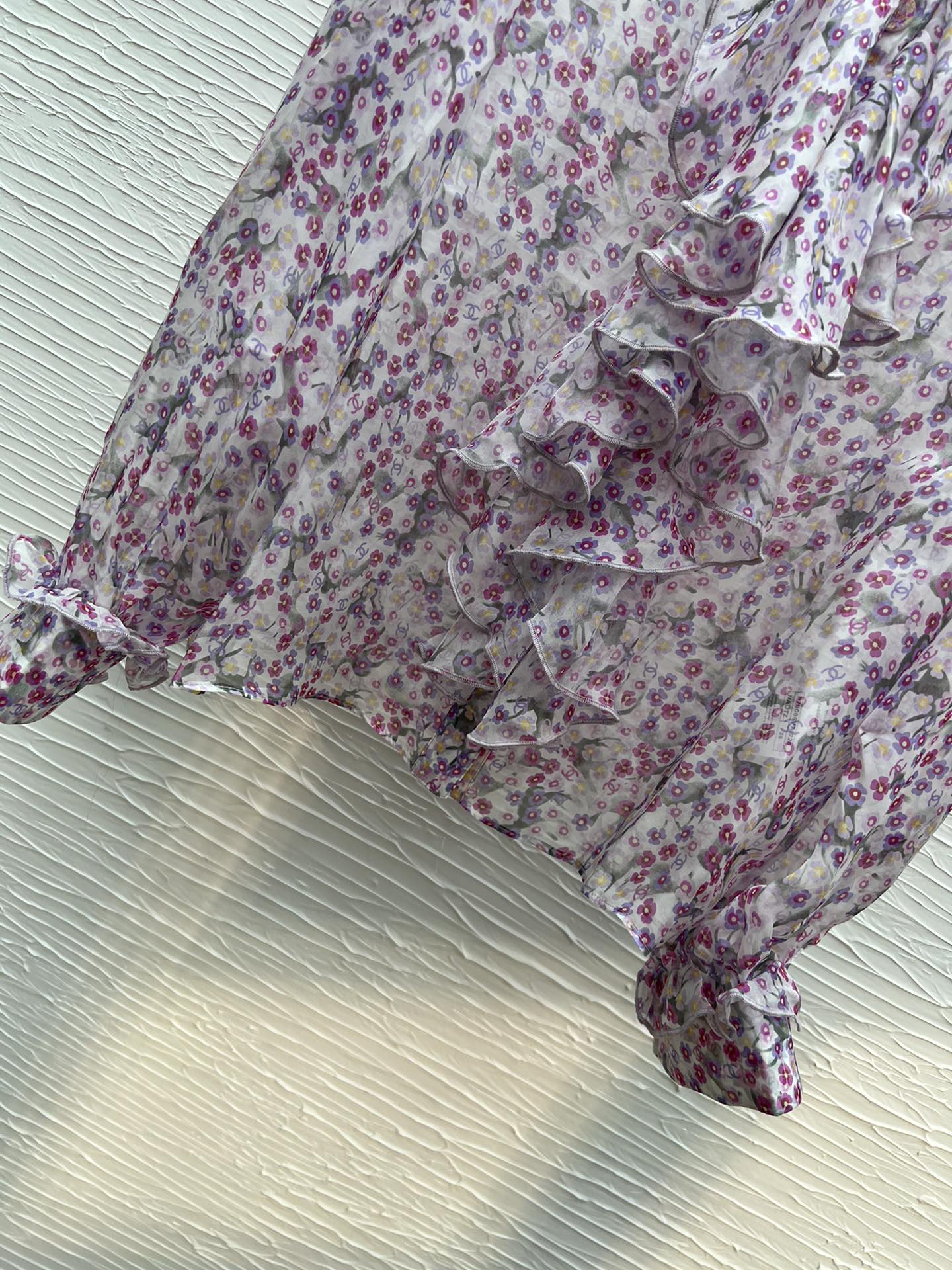 CC25 Women's Silk Floral Print Shirt with Ruffle Trim - Elegant & Luxurious 8 i1742983268 3219 8