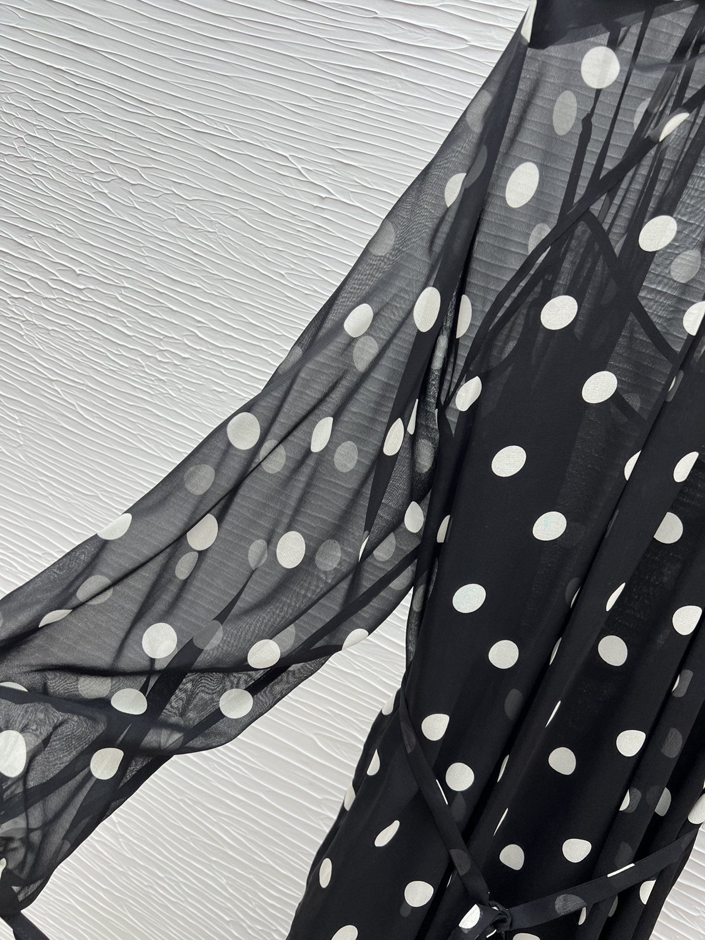 Celine Silk Polka Dot Midi Dress with Belt, Elegant Long Sleeve Dress 6 i1743232015 8328 7
