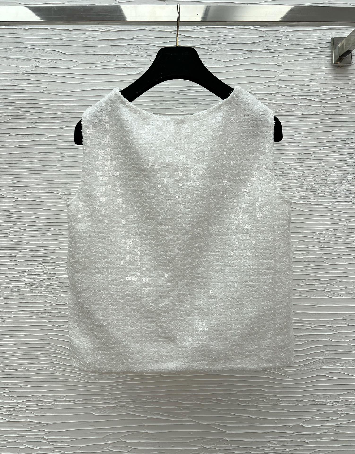 Sequined Tweed Vest Jacket - Chic Sleeveless Outerwear, Round Neck, Pockets 7 i1747124308 6959 6